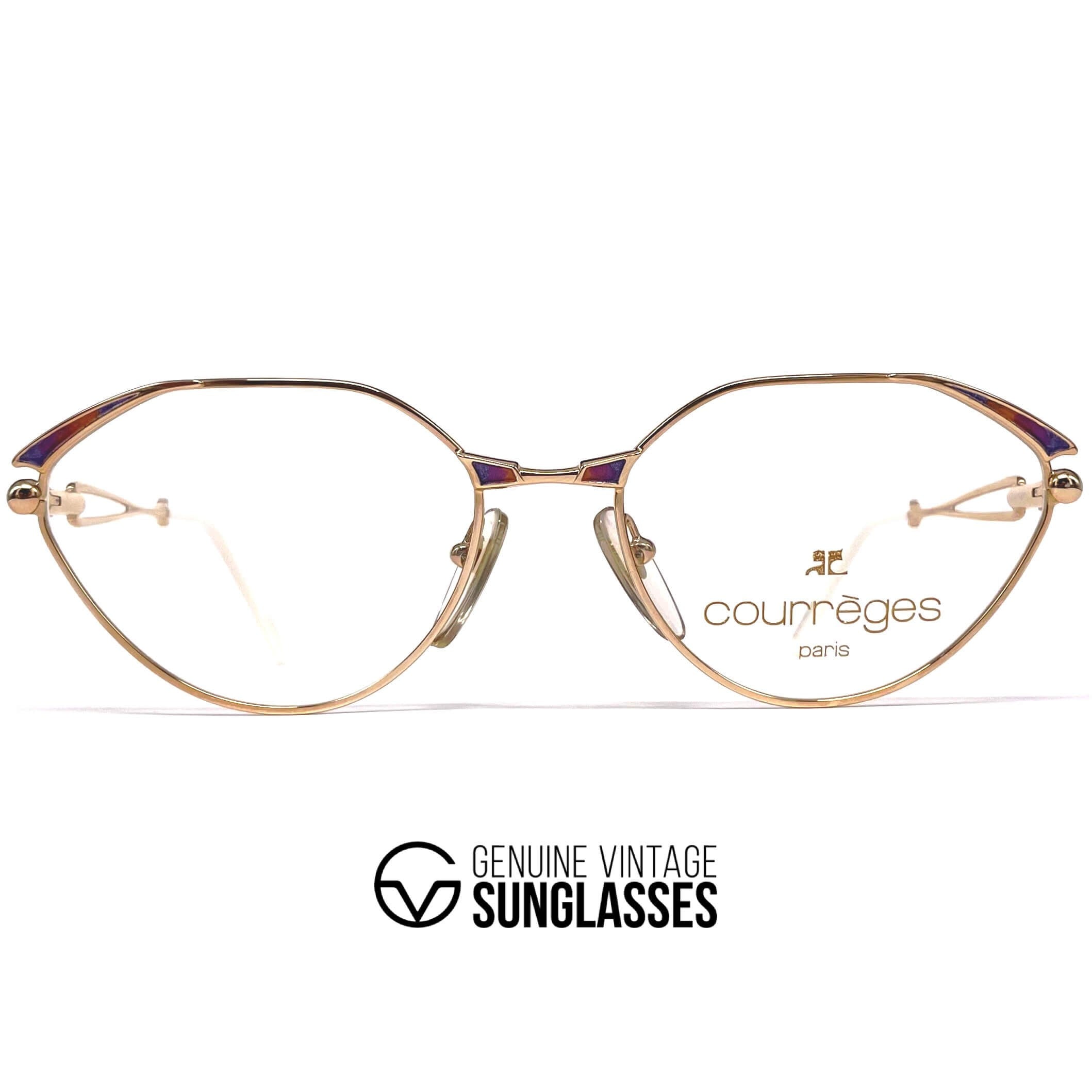 Vintage COURREGES 80 Y 281 gold designer glasses frames