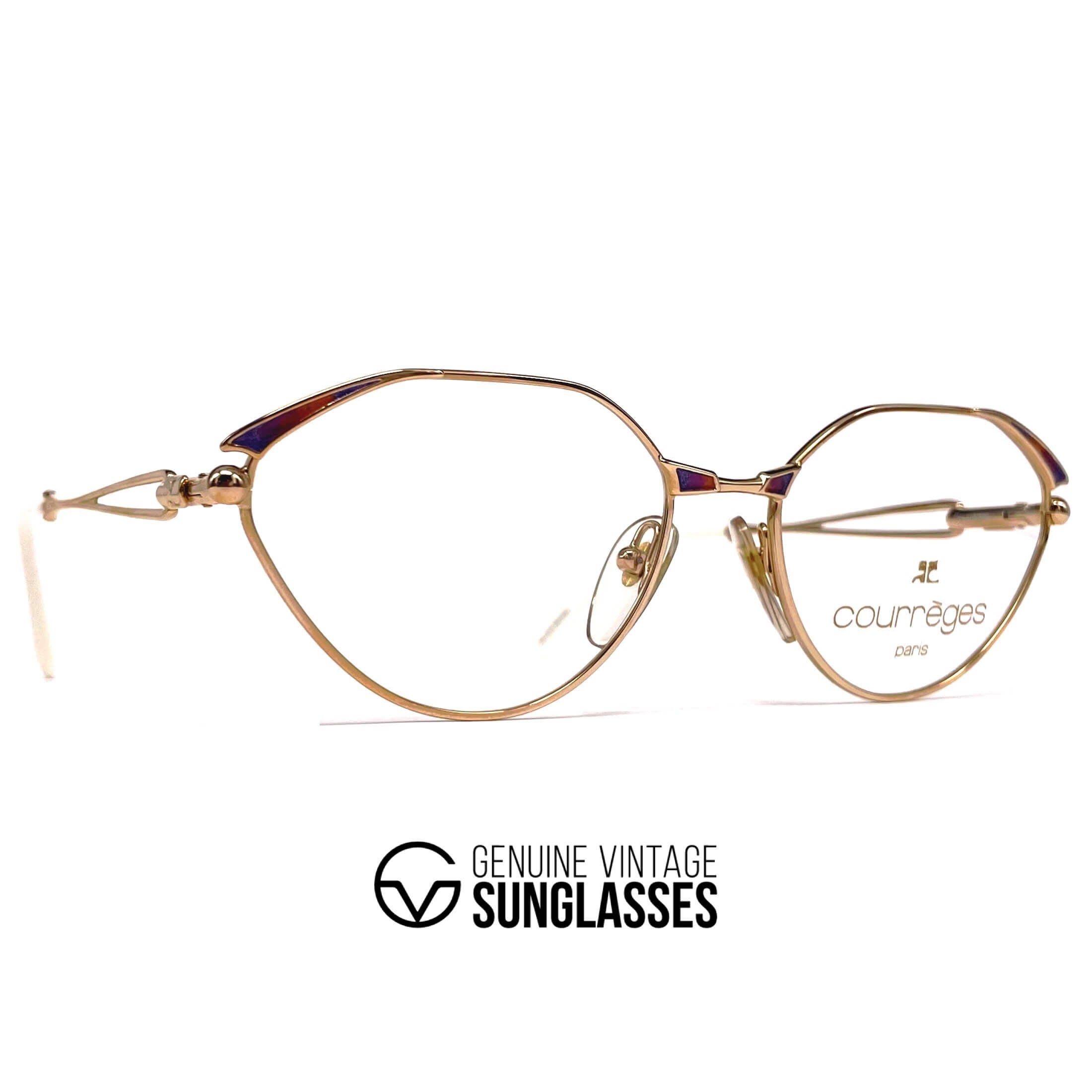 Vintage COURREGES 80 Y 281 gold designer glasses frames