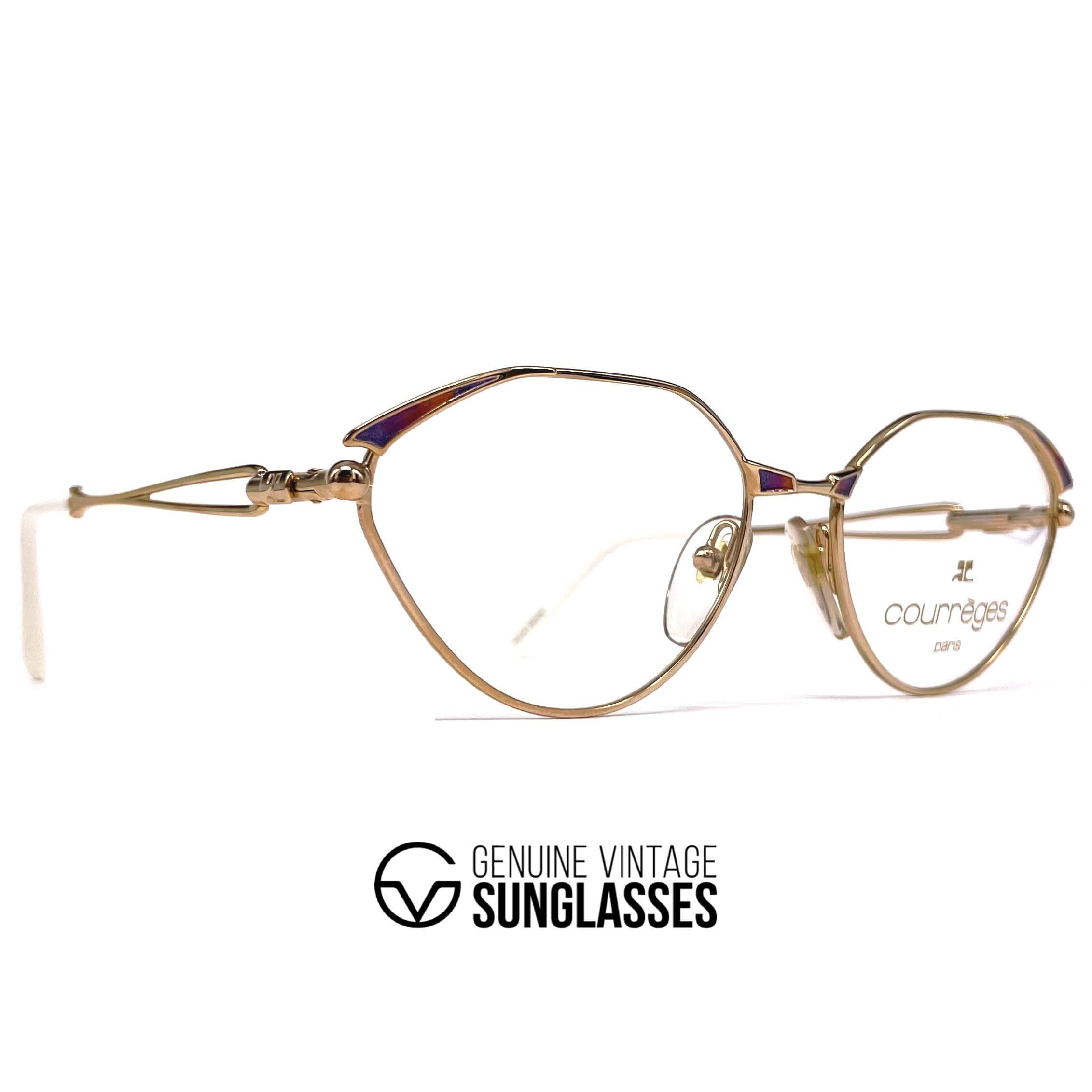 Vintage COURREGES 80 Y 281 gold designer glasses frames