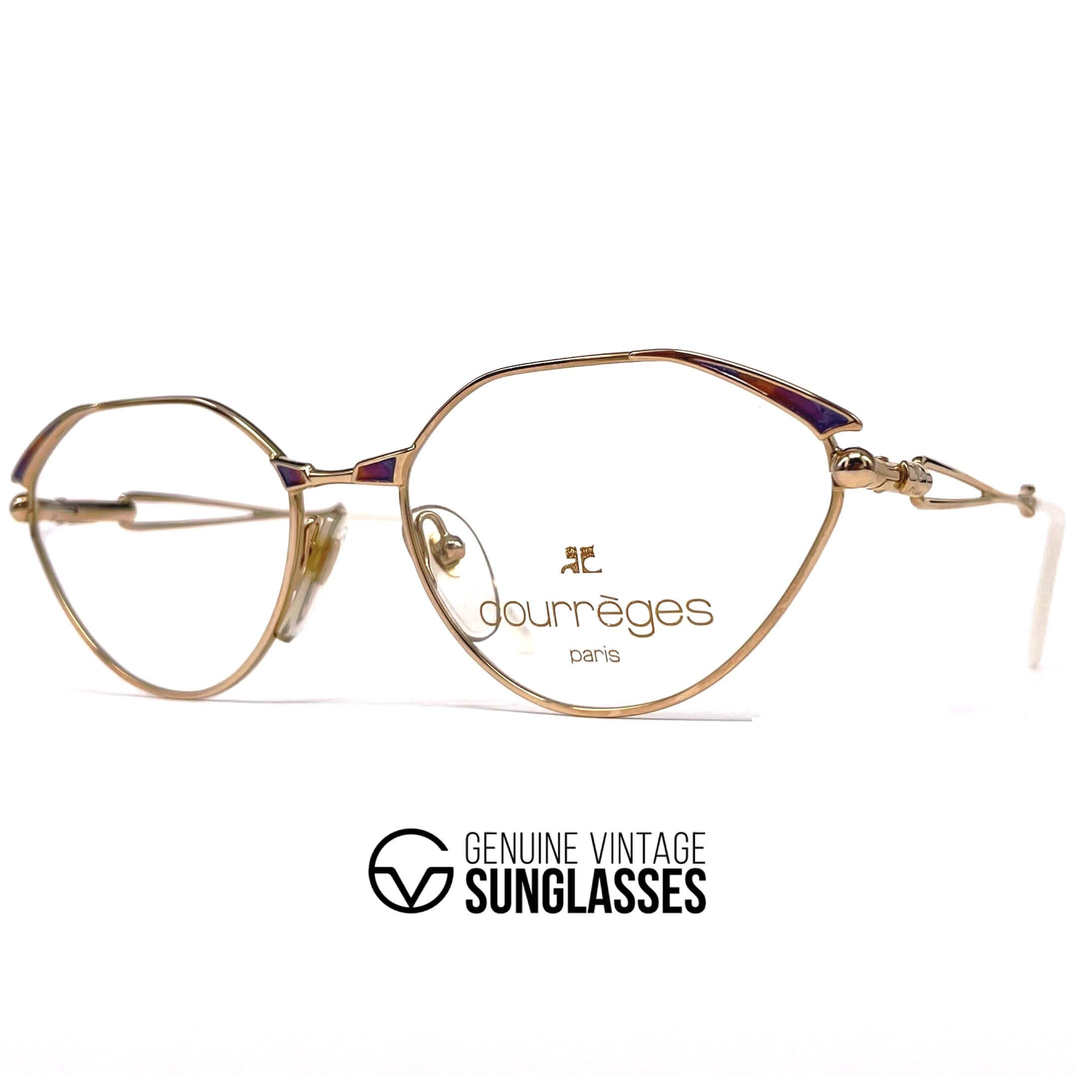 Vintage COURREGES 80 Y 281 gold designer glasses frames