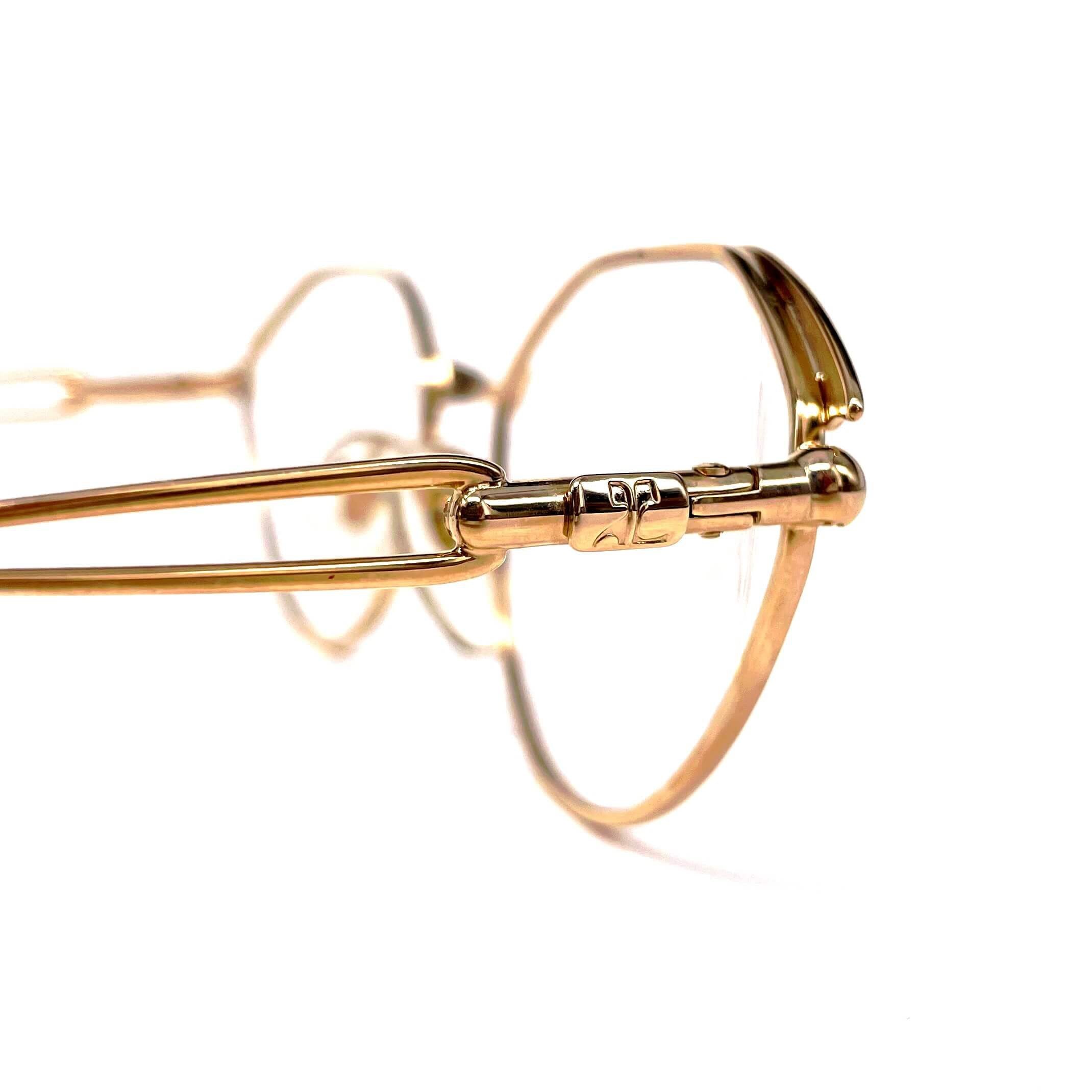 Vintage COURREGES 80 Y 281 gold designer glasses frames
