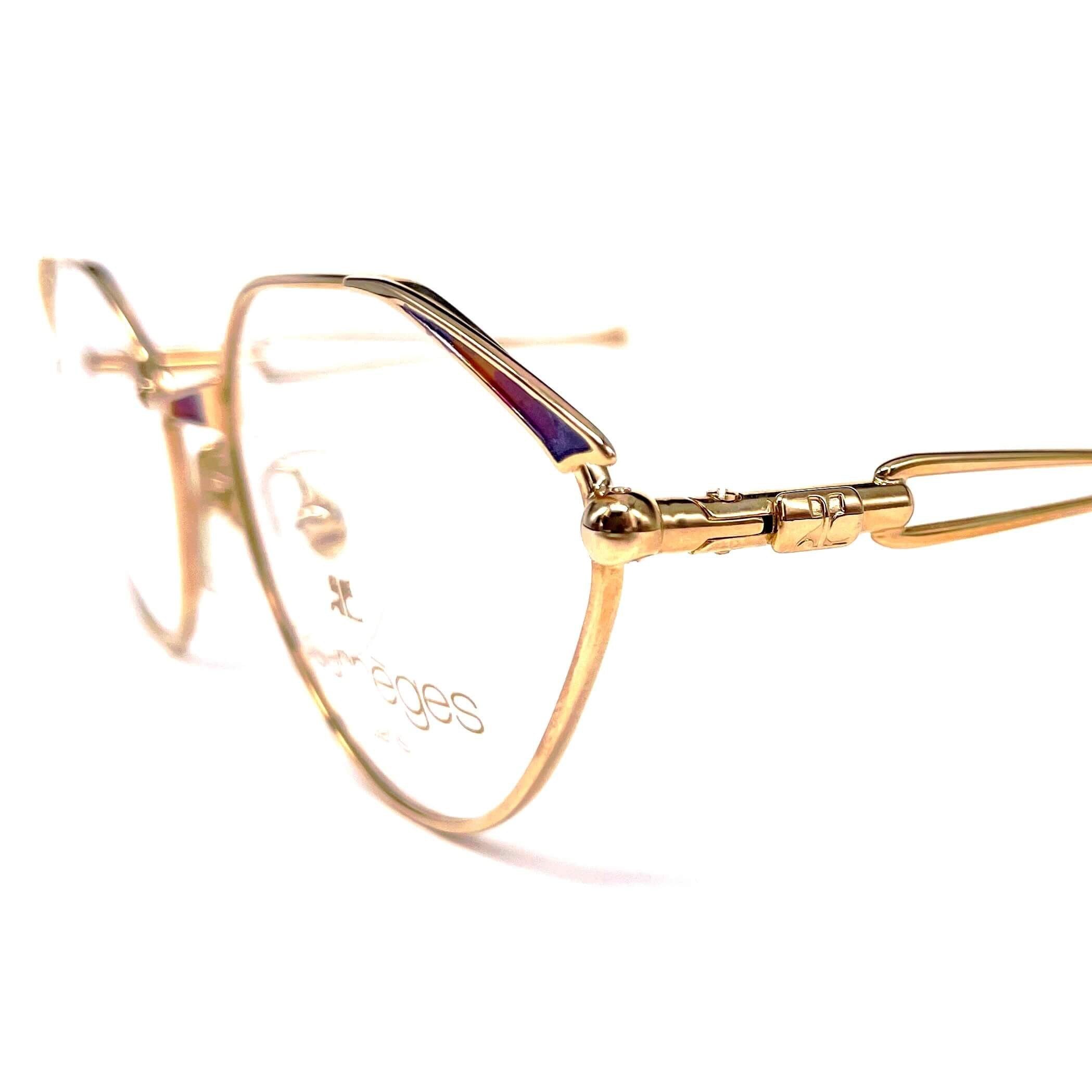 Vintage COURREGES 80 Y 281 gold designer glasses frames