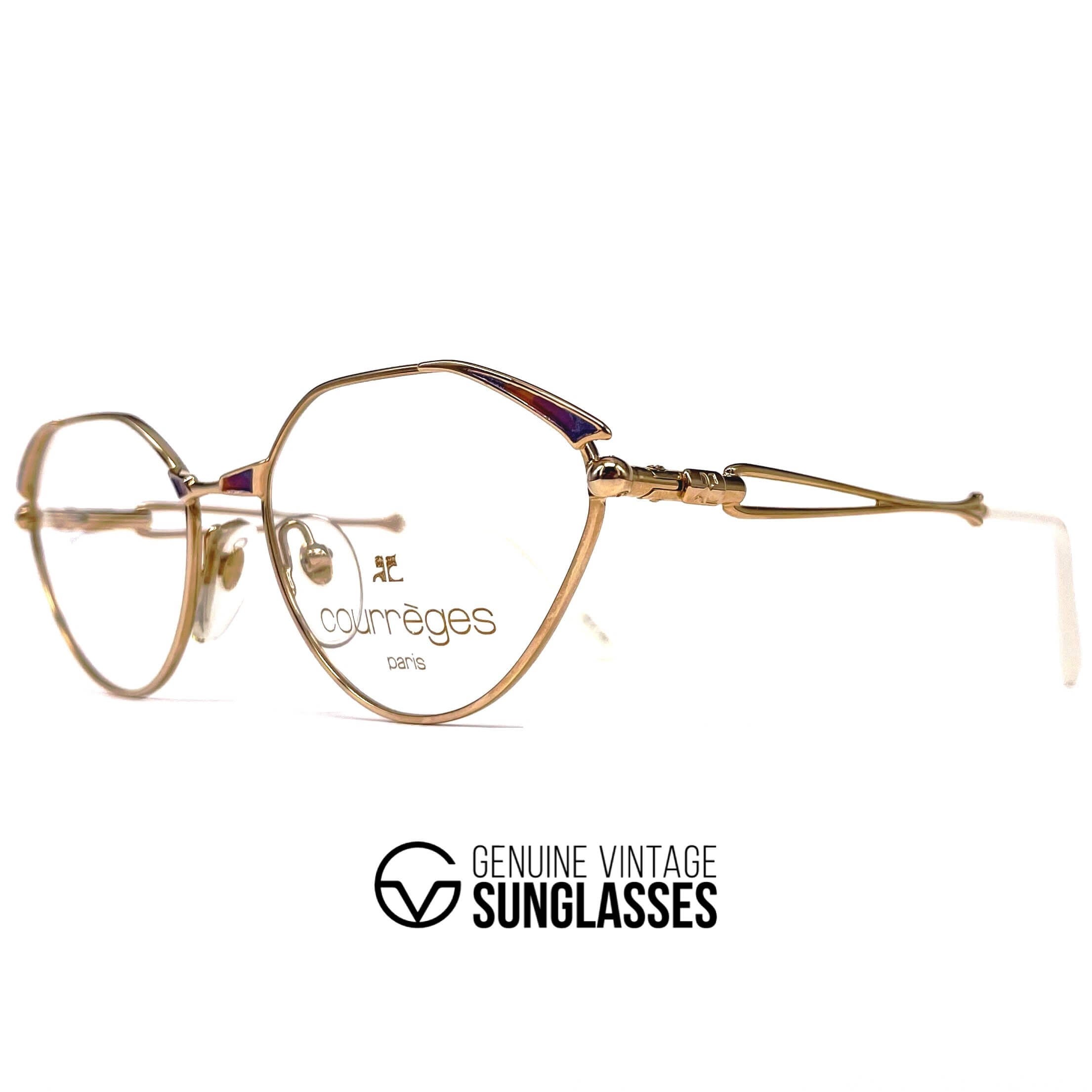 Vintage COURREGES 80 Y 281 gold designer glasses frames
