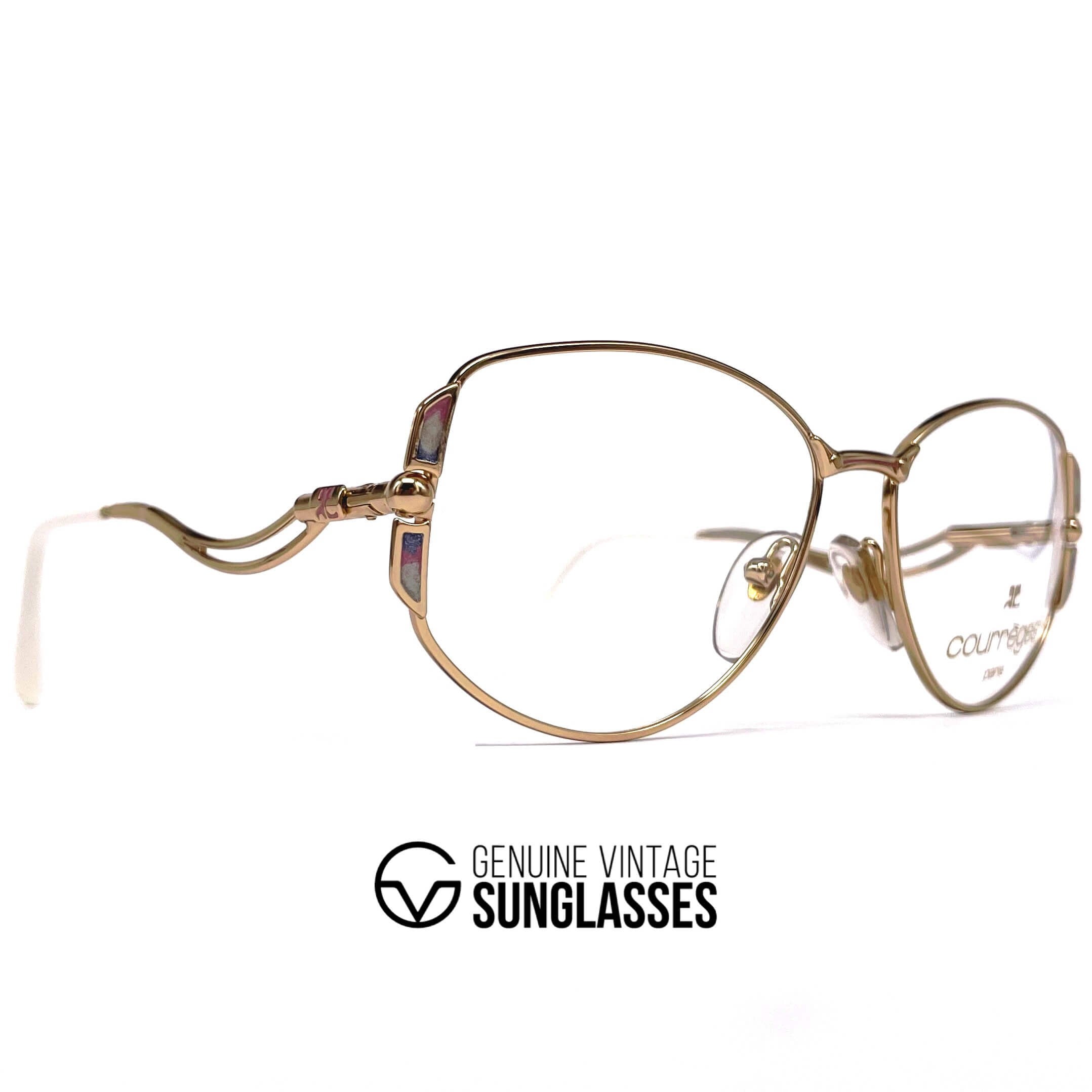 Vintage COURREGES 880 designer space age gold glasses frames