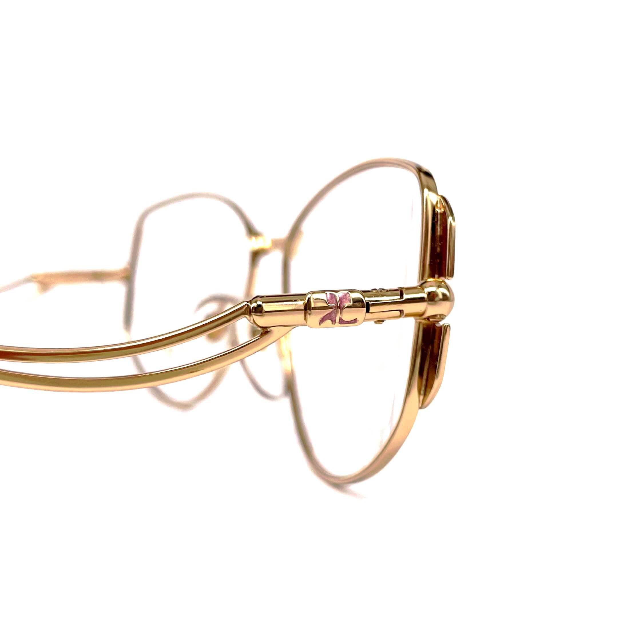 Vintage COURREGES 880 designer space age gold glasses frames