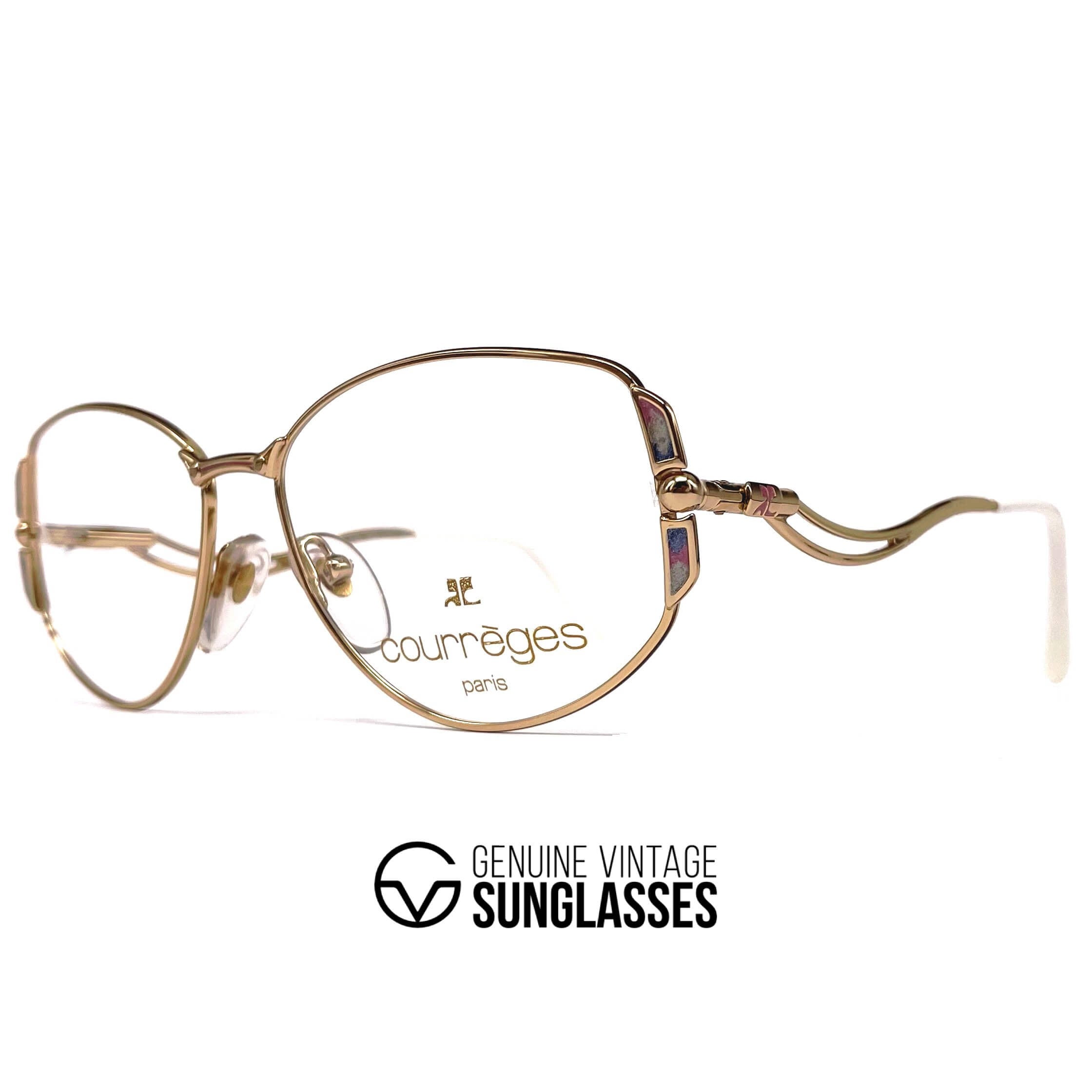 Vintage COURREGES 880 designer space age gold glasses frames