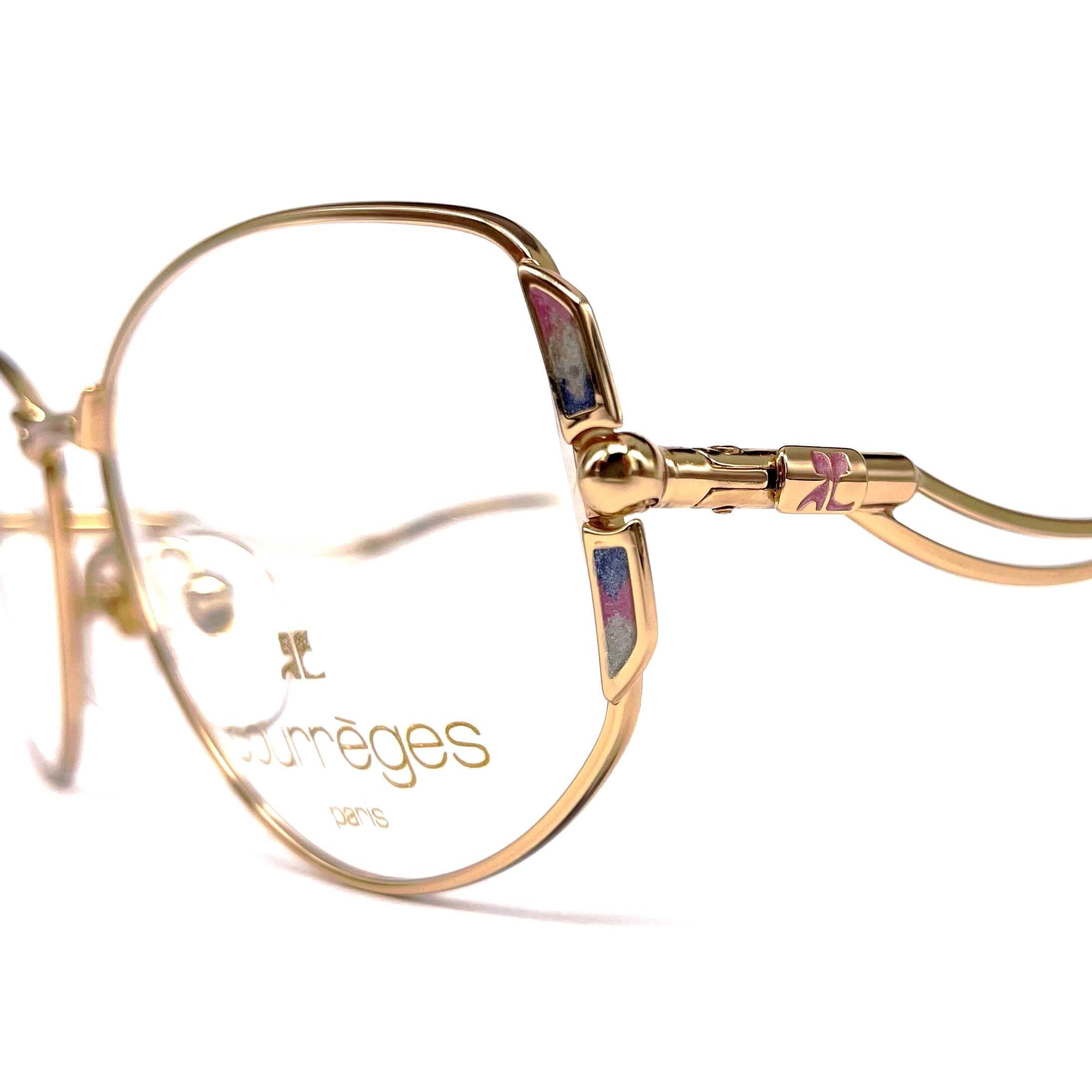 Vintage COURREGES 880 designer space age gold glasses frames
