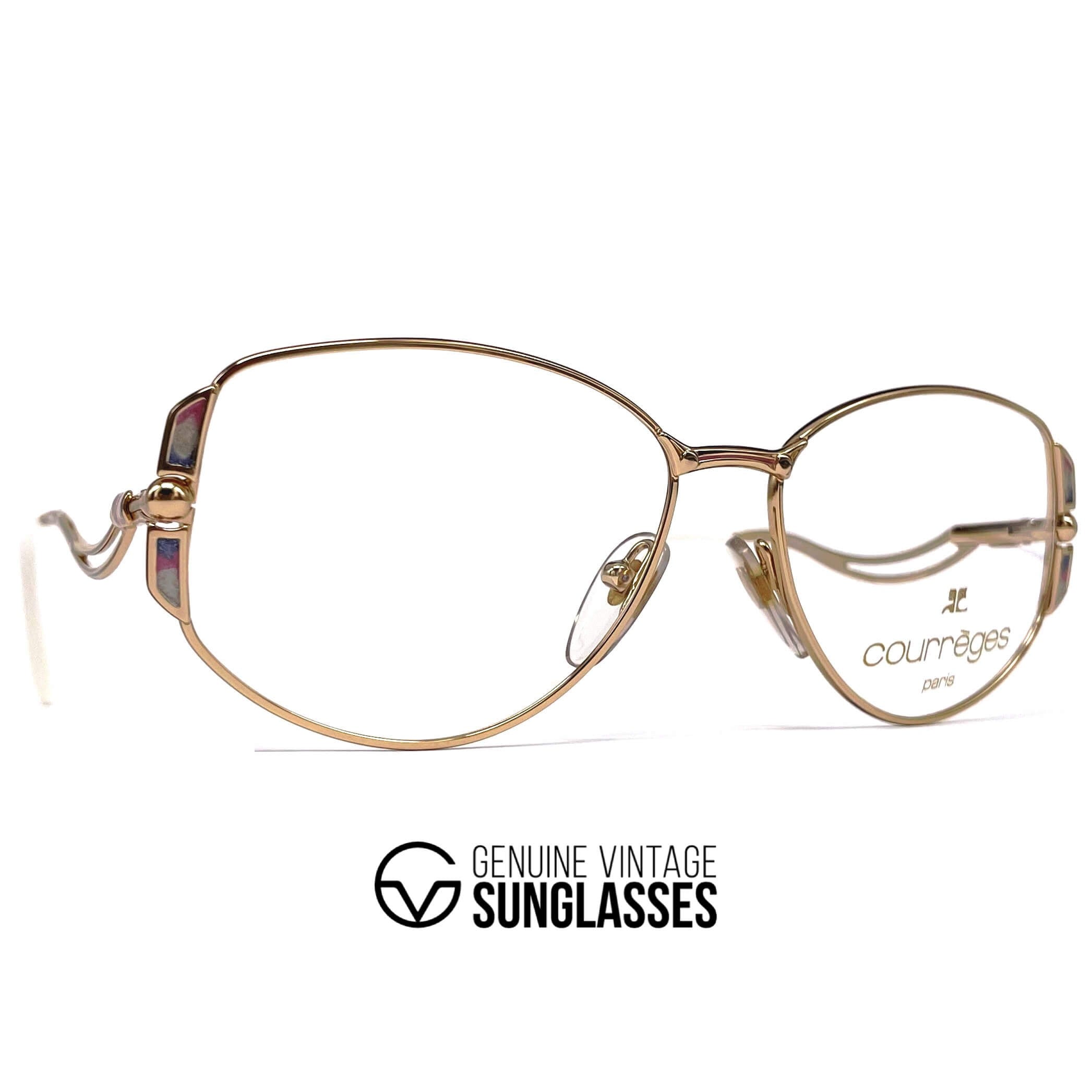 Vintage COURREGES 880 designer space age gold glasses frames