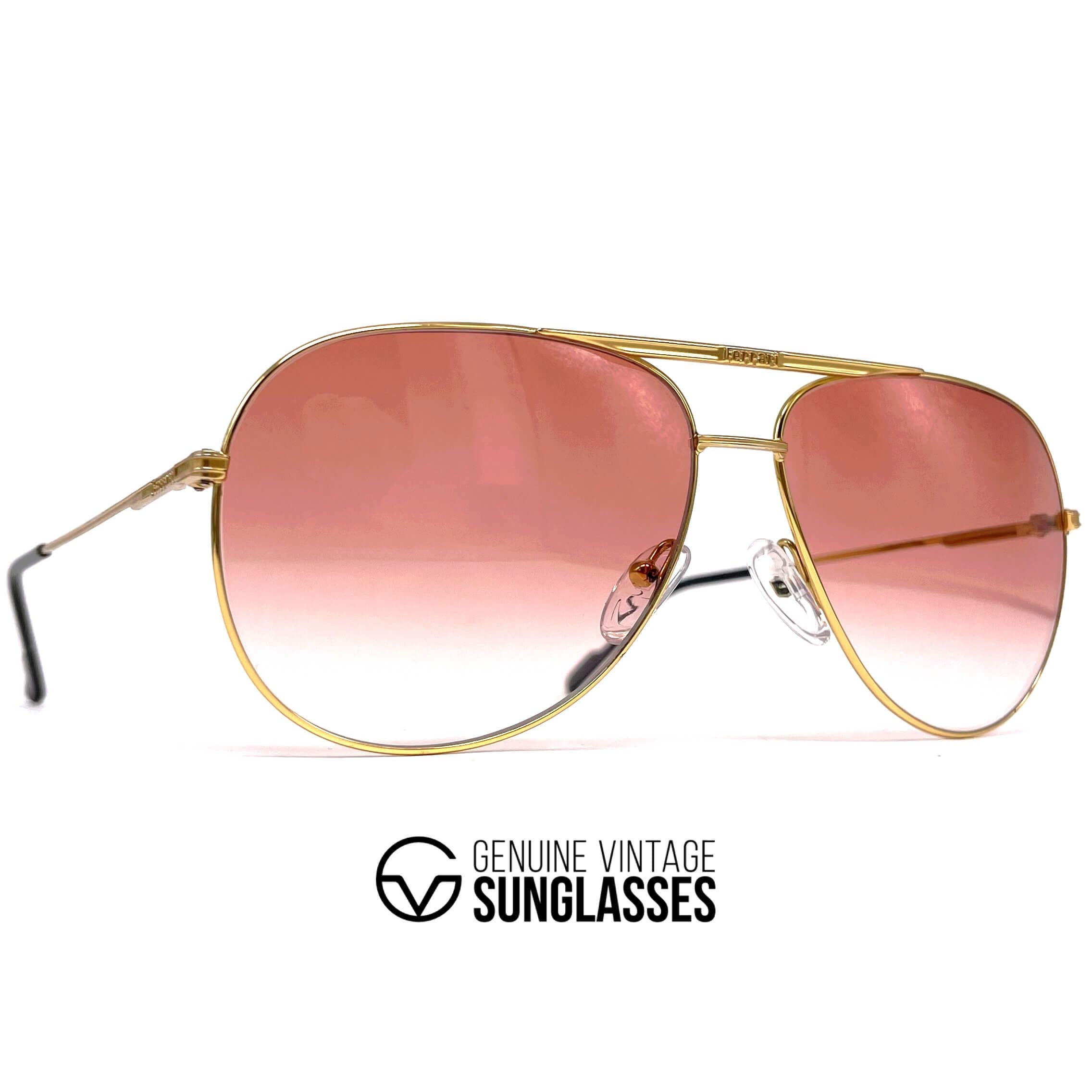 Vintage FERRARI F43 gold red aviator sunglasses