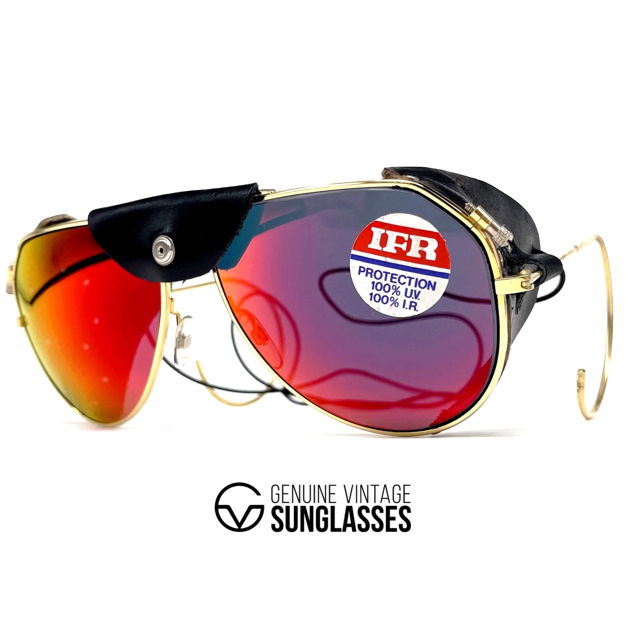 Vintage HENRI DUVILLARD gold glacier mirrored sports sunglasses
