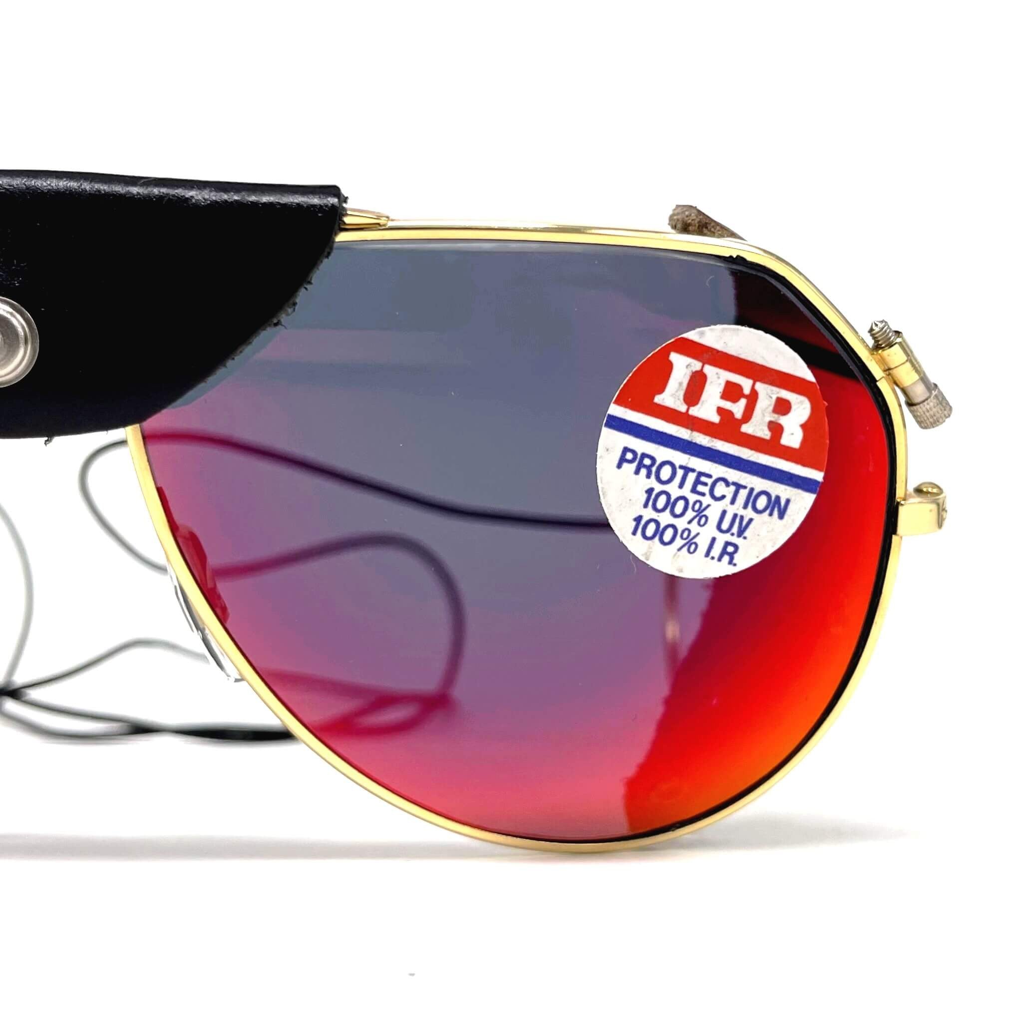 Vintage HENRI DUVILLARD gold glacier mirrored sports sunglasses