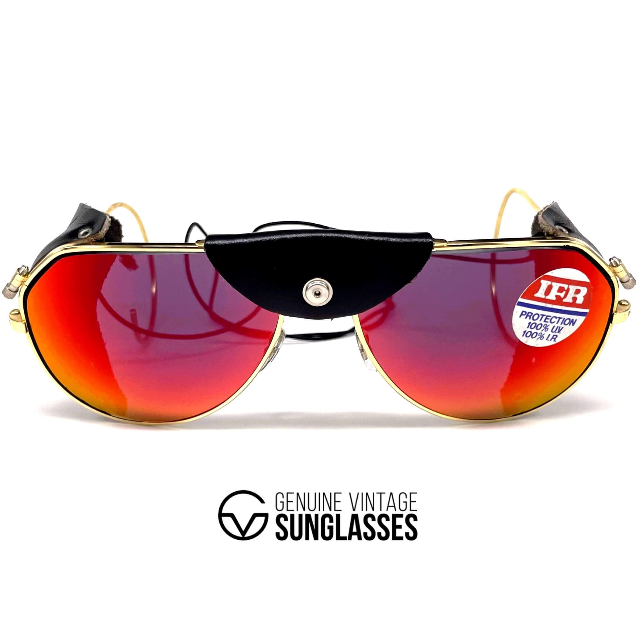 Vintage HENRI DUVILLARD gold glacier mirrored sports sunglasses