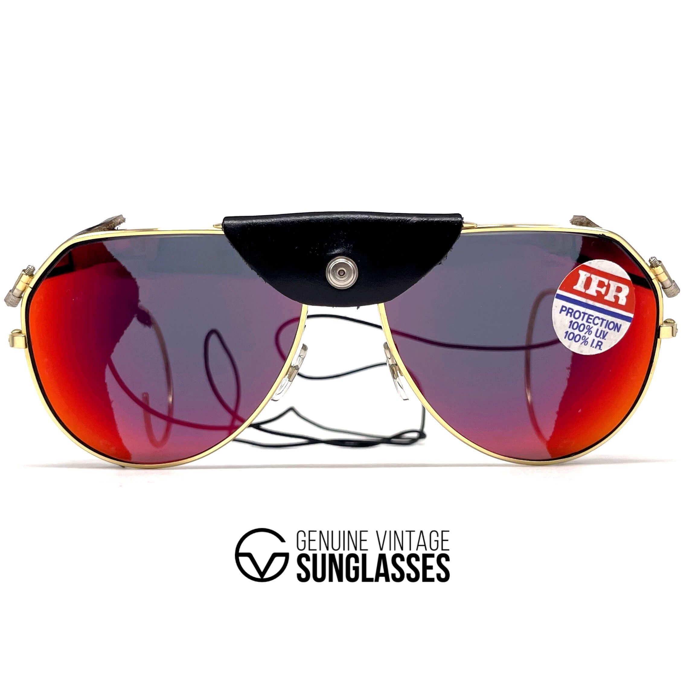 Vintage HENRI DUVILLARD gold glacier mirrored sports sunglasses