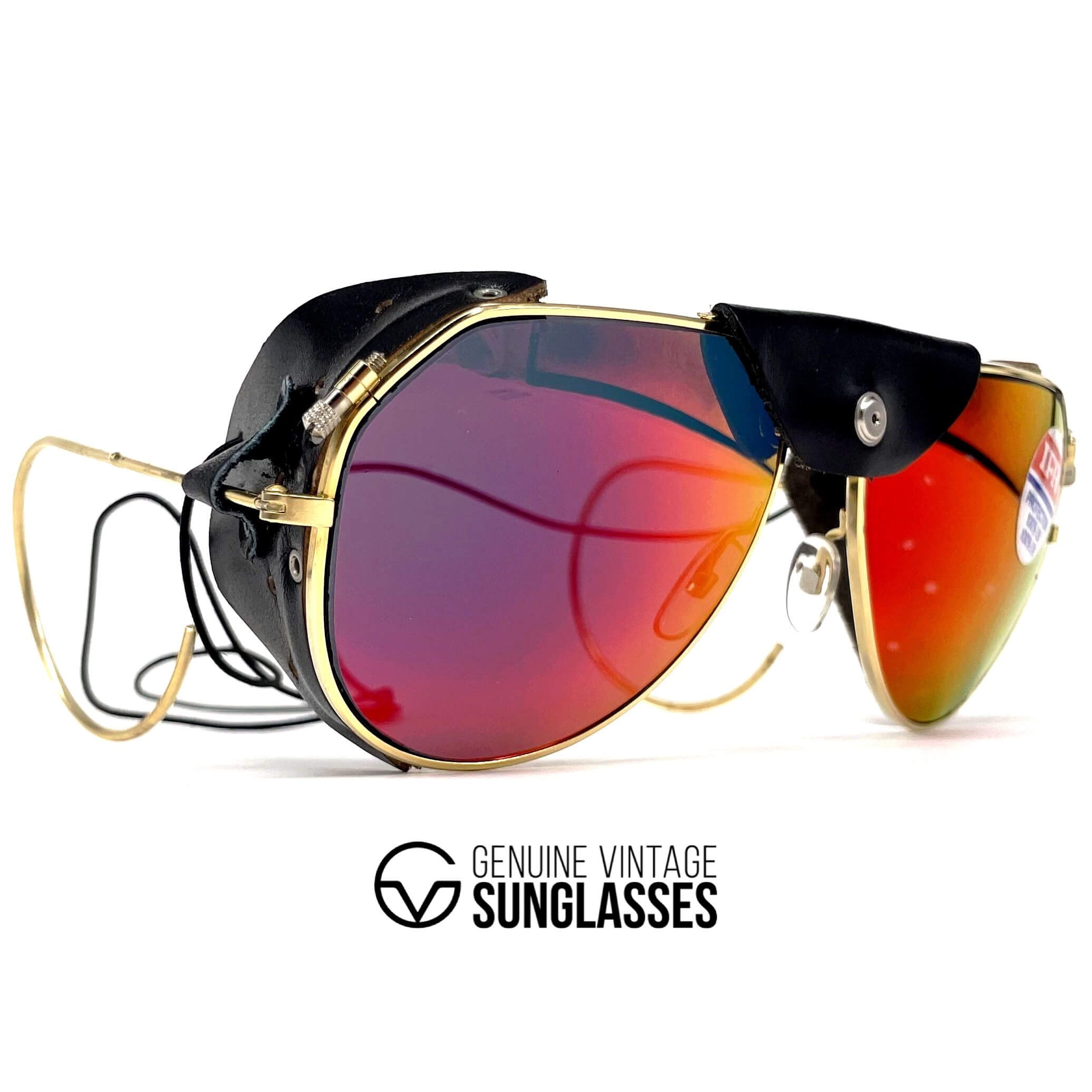 Vintage HENRI DUVILLARD gold glacier mirrored sports sunglasses