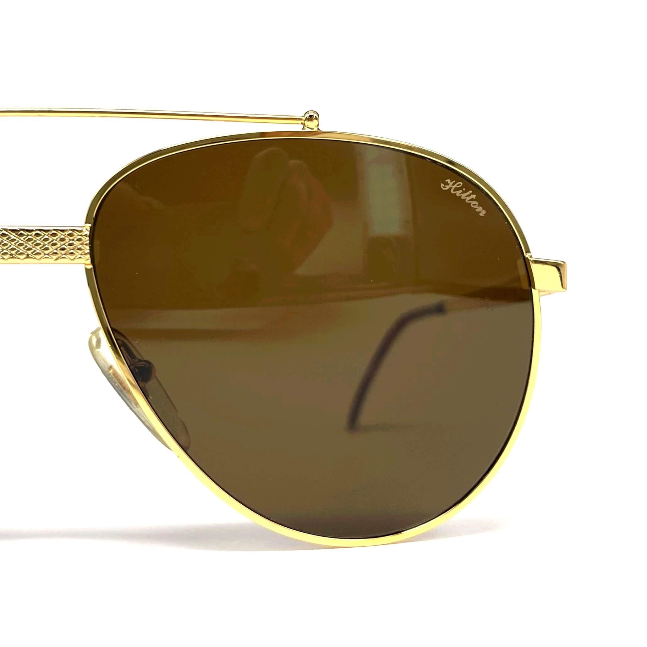 Vintage HILTON Club 8 gold plated aviator sunglasses