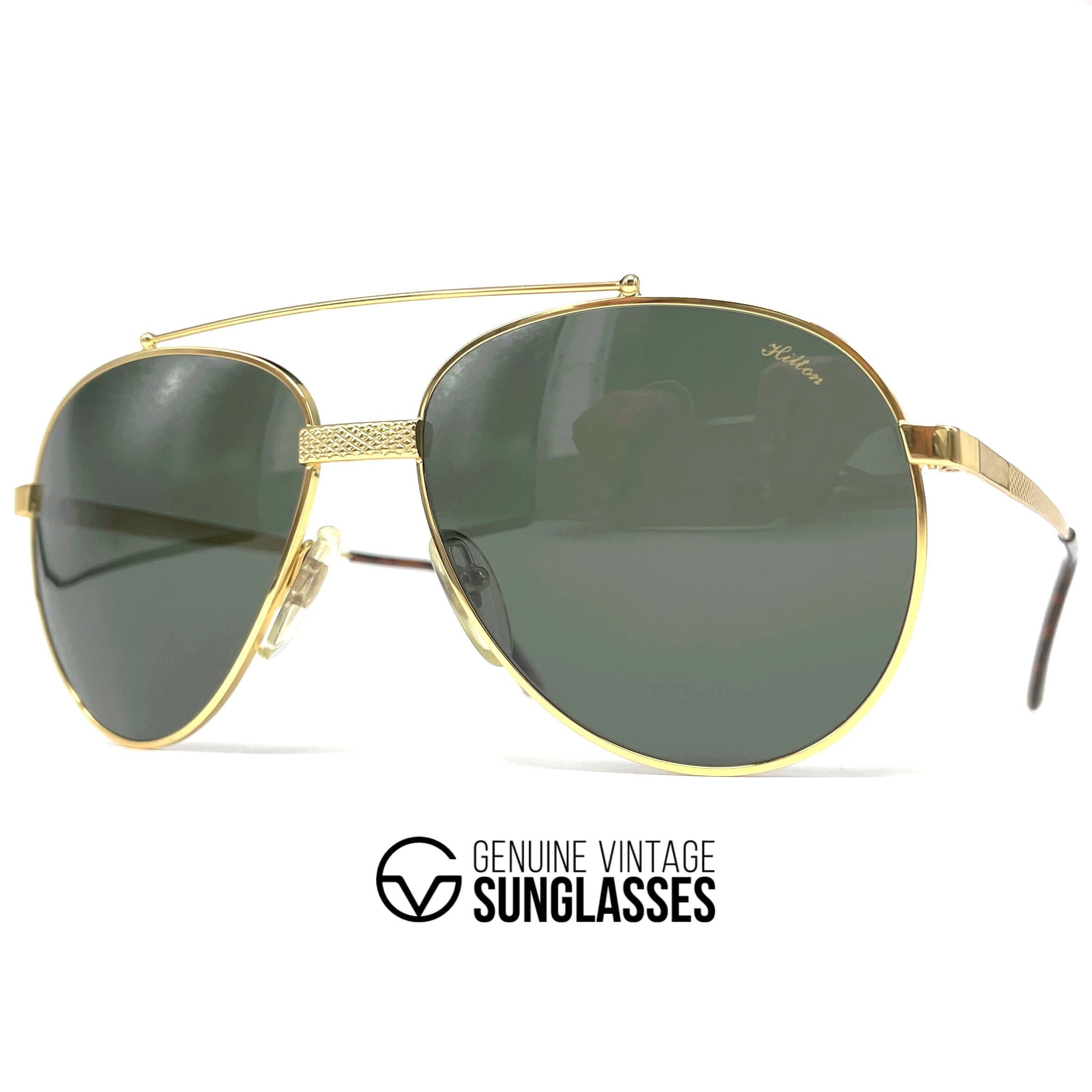Vintage HILTON Club 8 gold plated aviator sunglasses