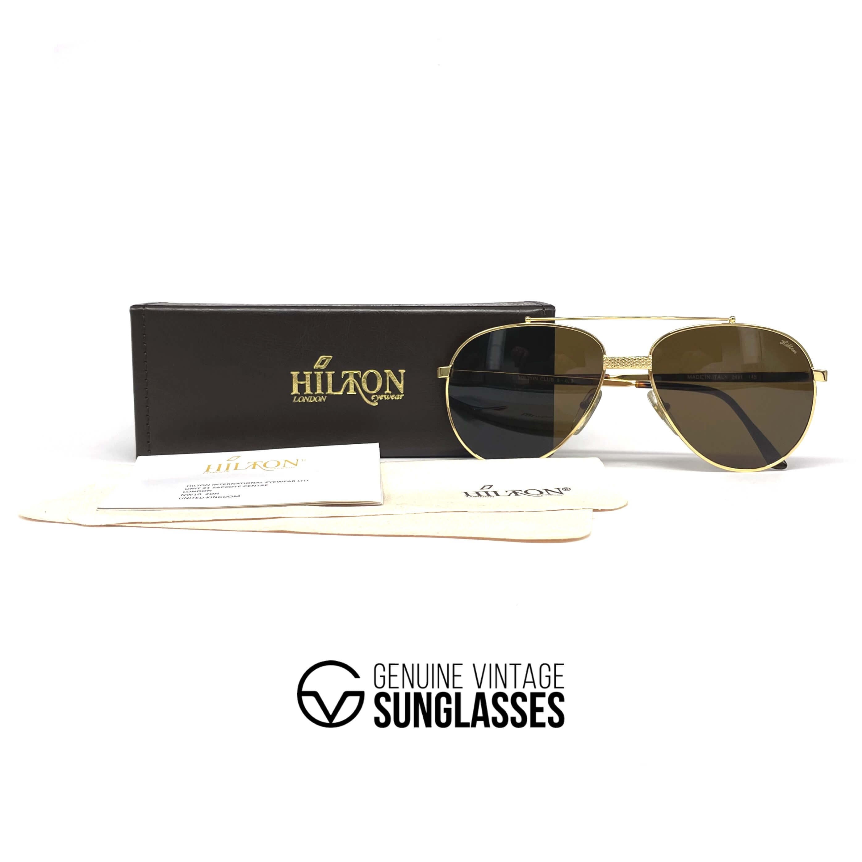 Vintage HILTON Club 8 gold plated aviator sunglasses