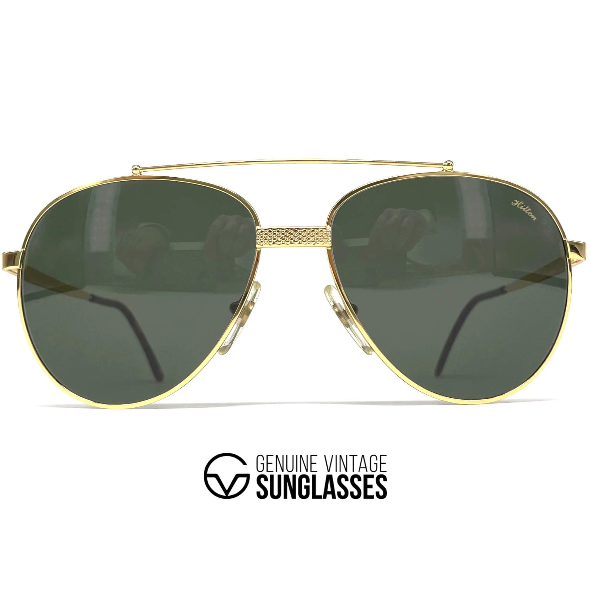 Vintage HILTON Club 8 gold plated aviator sunglasses