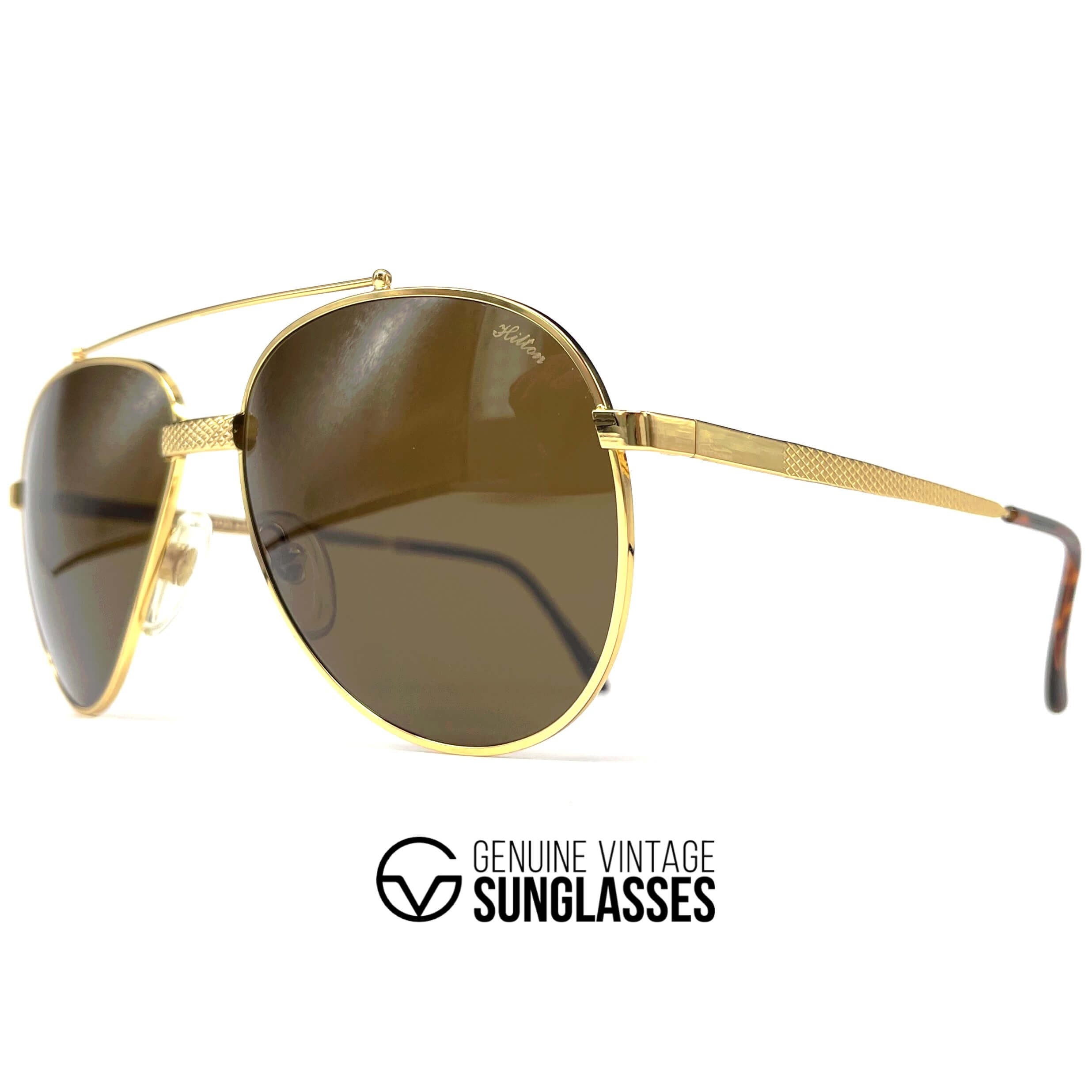 Vintage HILTON Club 8 gold plated aviator sunglasses