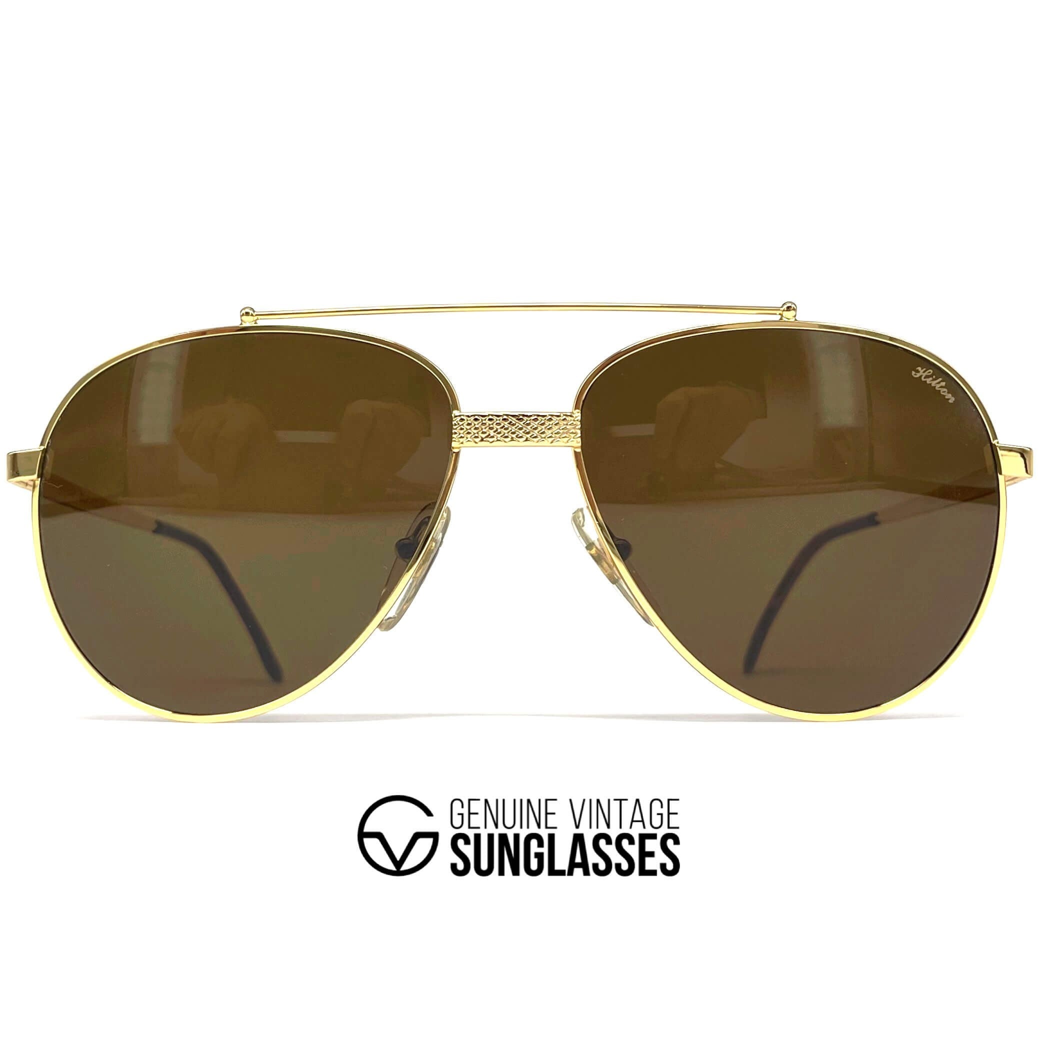 Vintage HILTON Club 8 gold plated aviator sunglasses