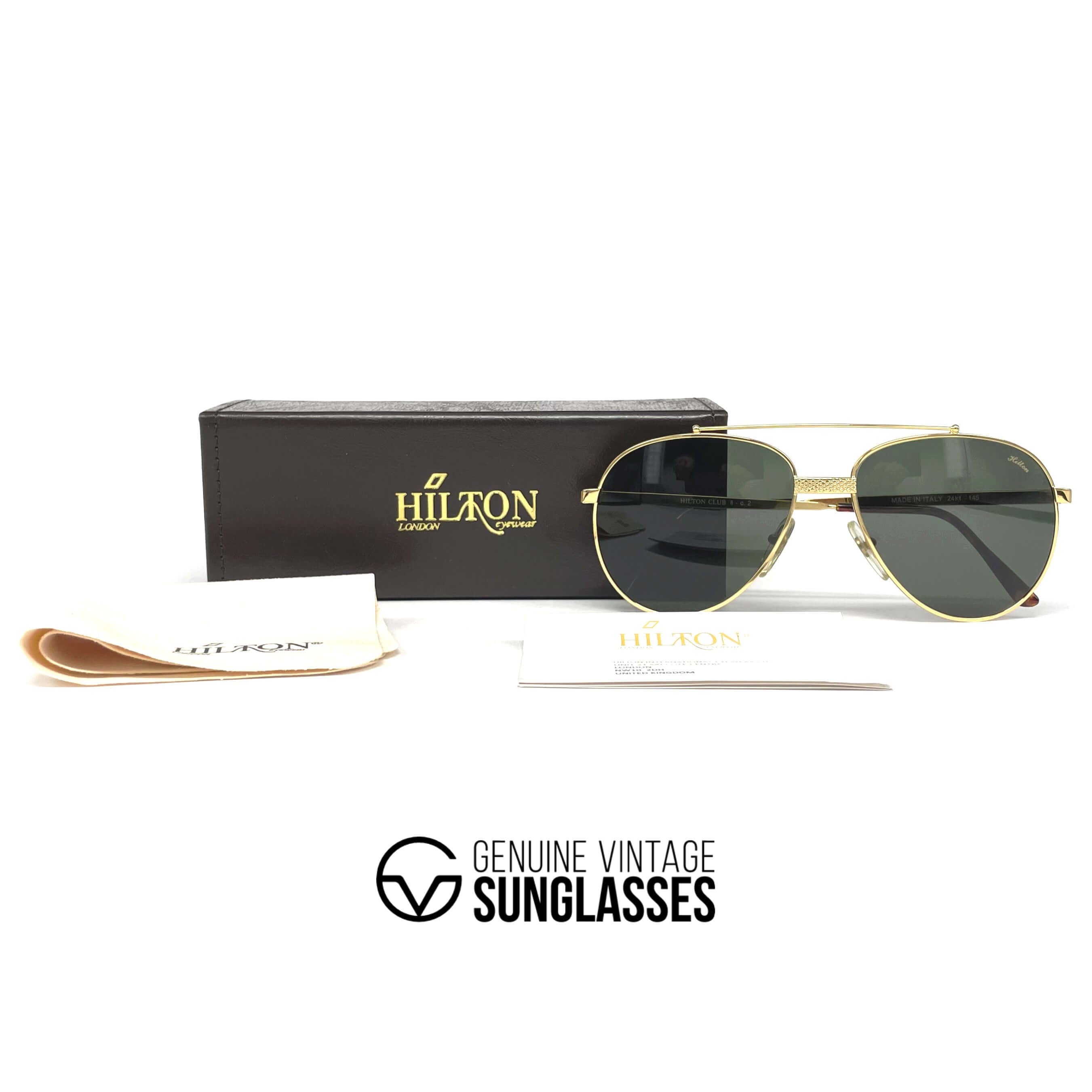Vintage HILTON Club 8 gold plated aviator sunglasses