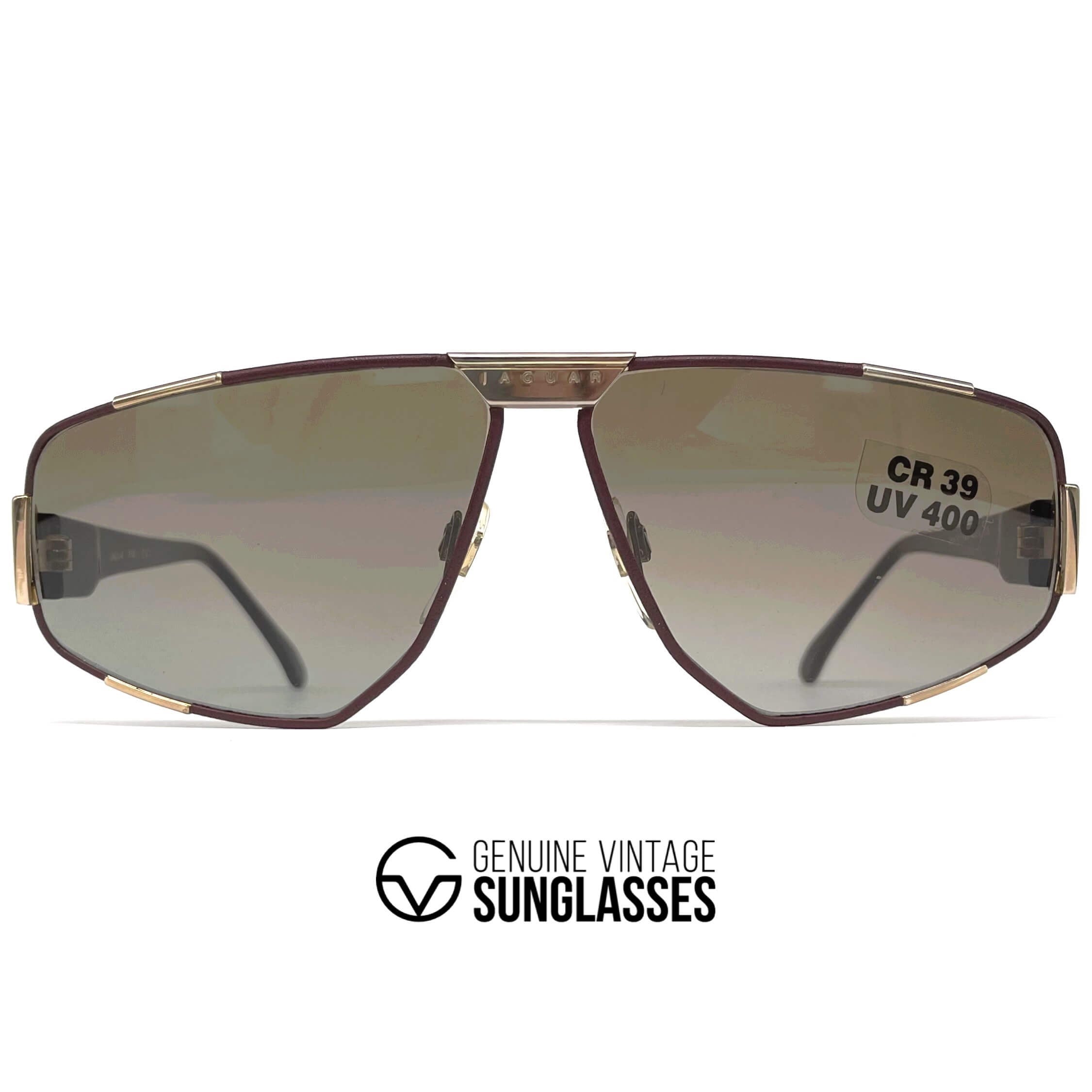 Vintage JAGUAR 717 black leather designer sunglasses