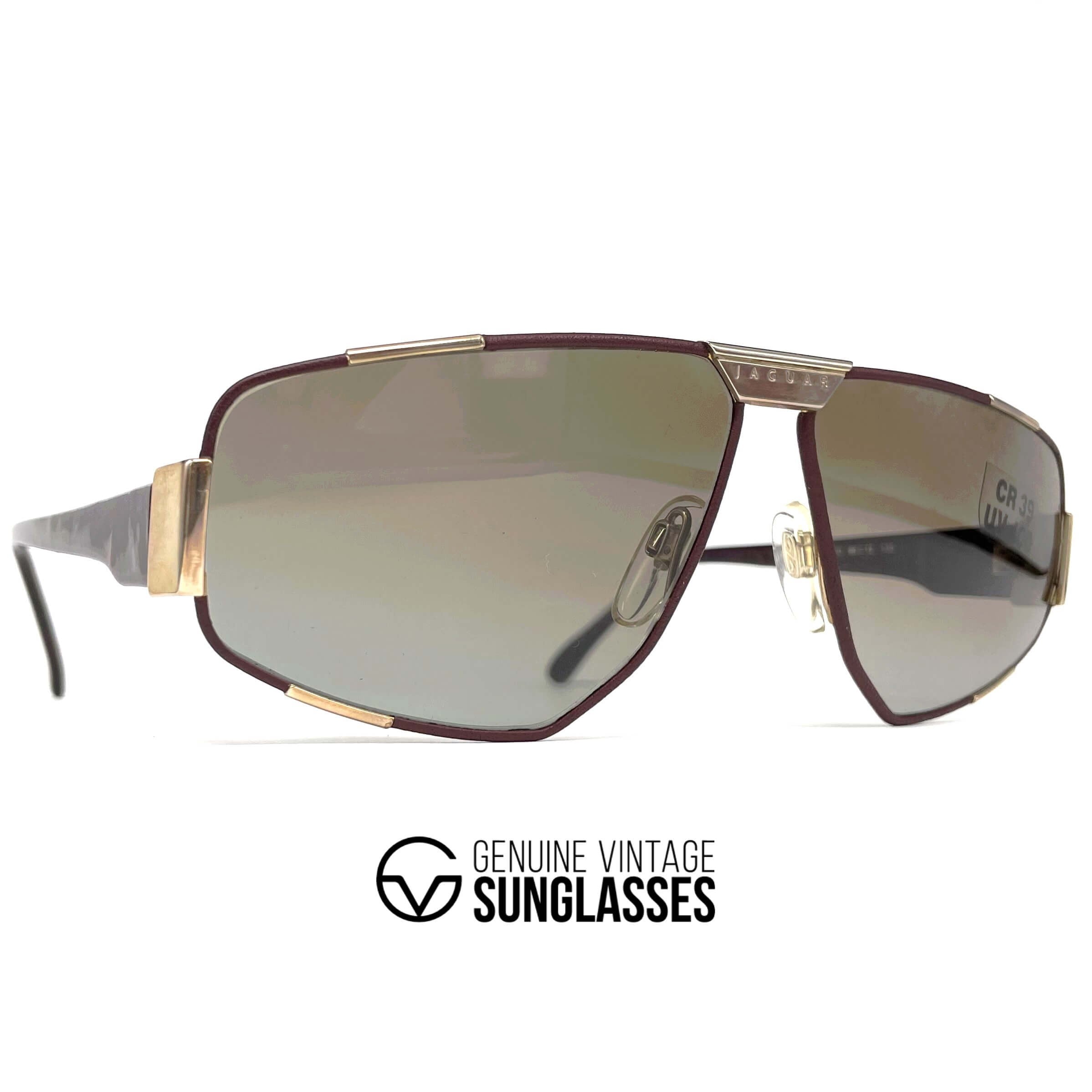 Vintage JAGUAR 717 black leather designer sunglasses