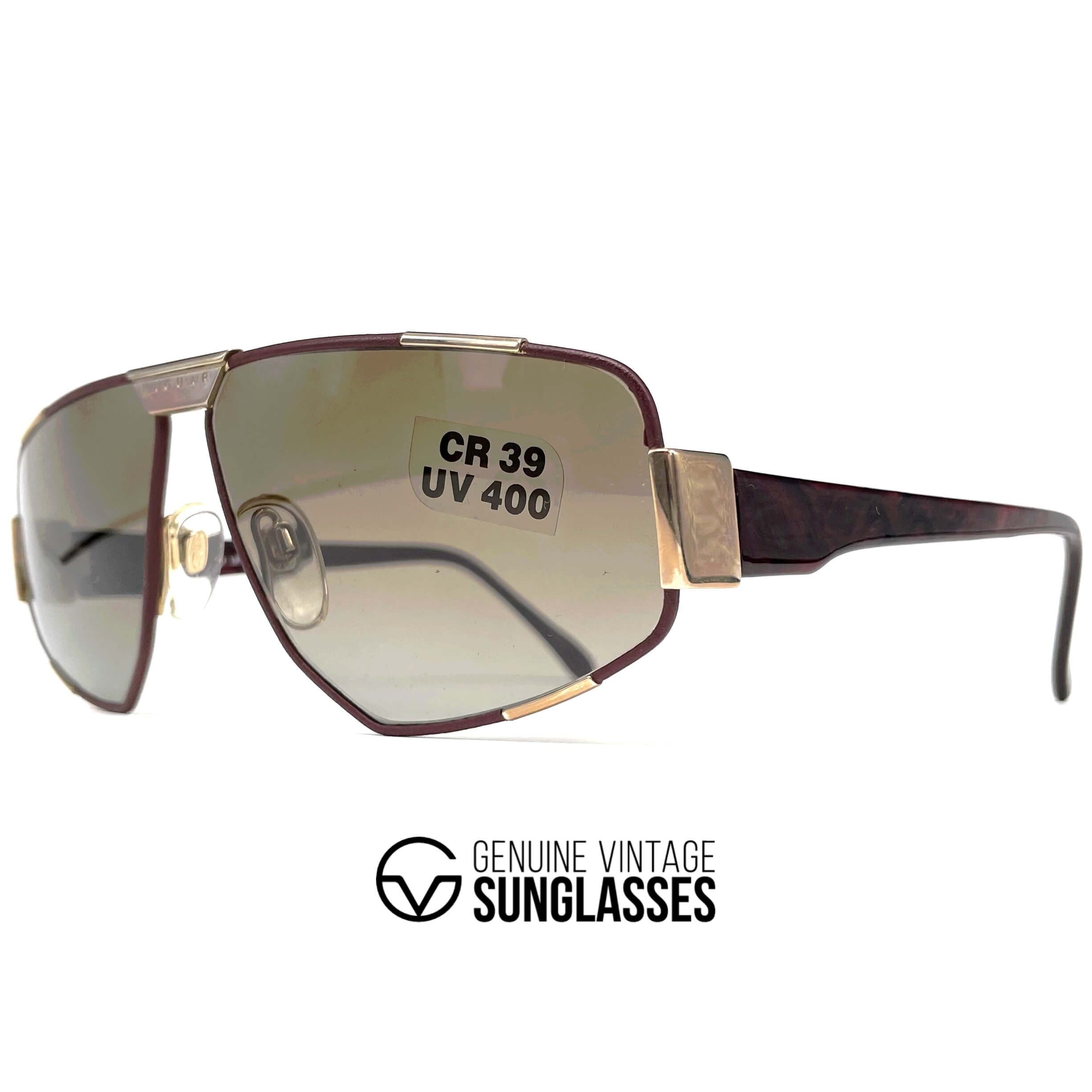 Vintage JAGUAR 717 black leather designer sunglasses
