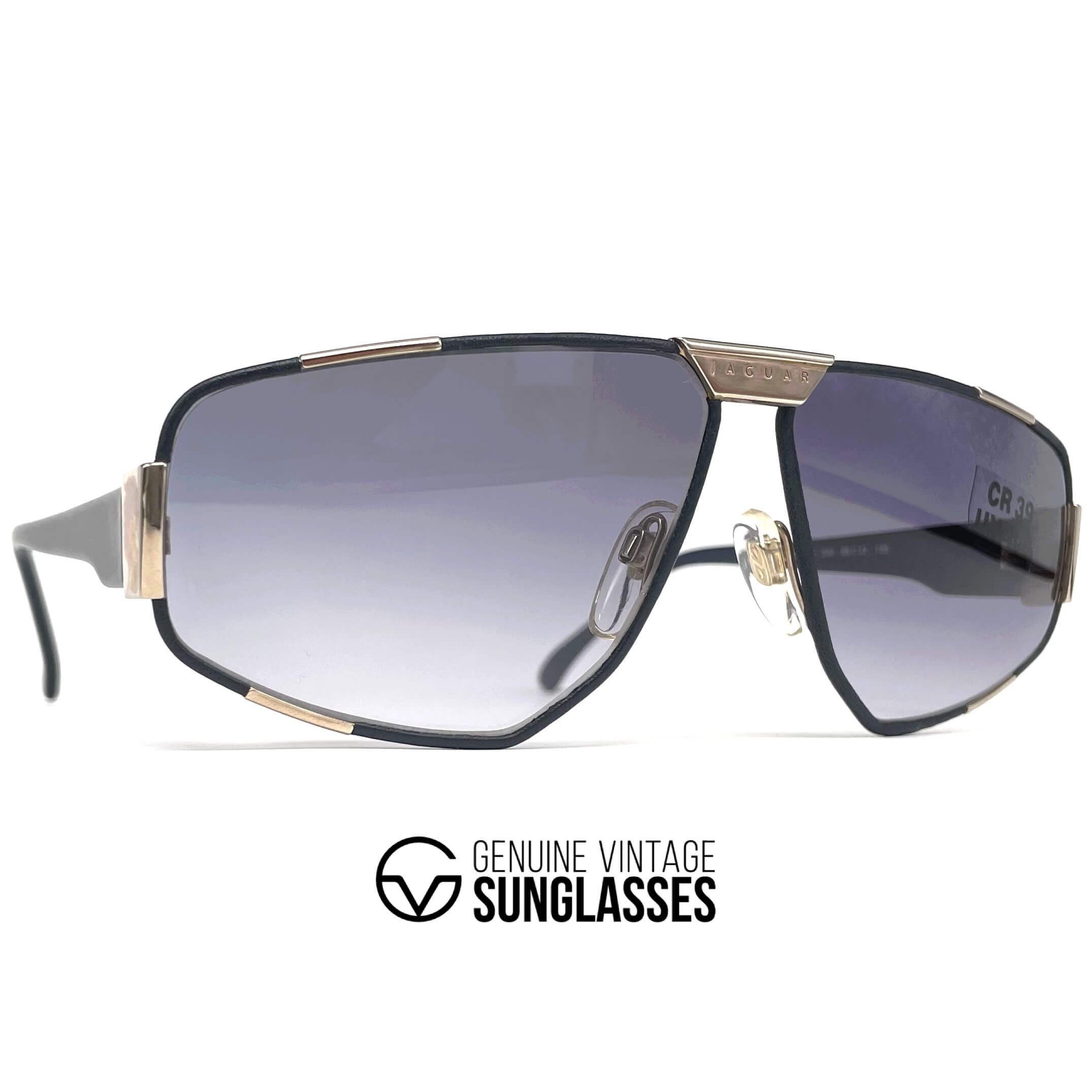 Vintage JAGUAR 717 blue leather designer sunglasses