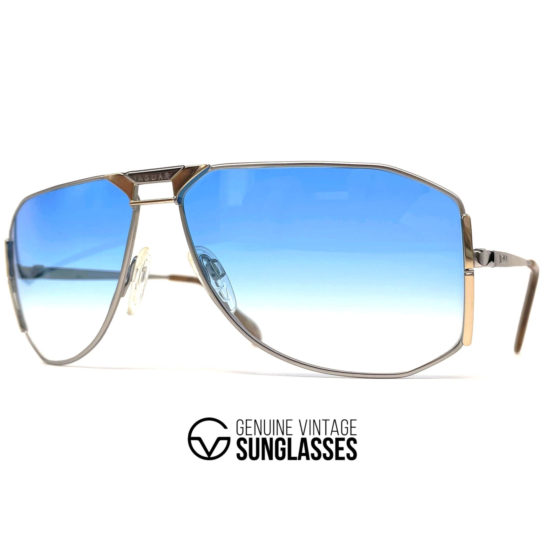 Vintage JAGUAR 723 blue oversized luxury aviator sunglasses