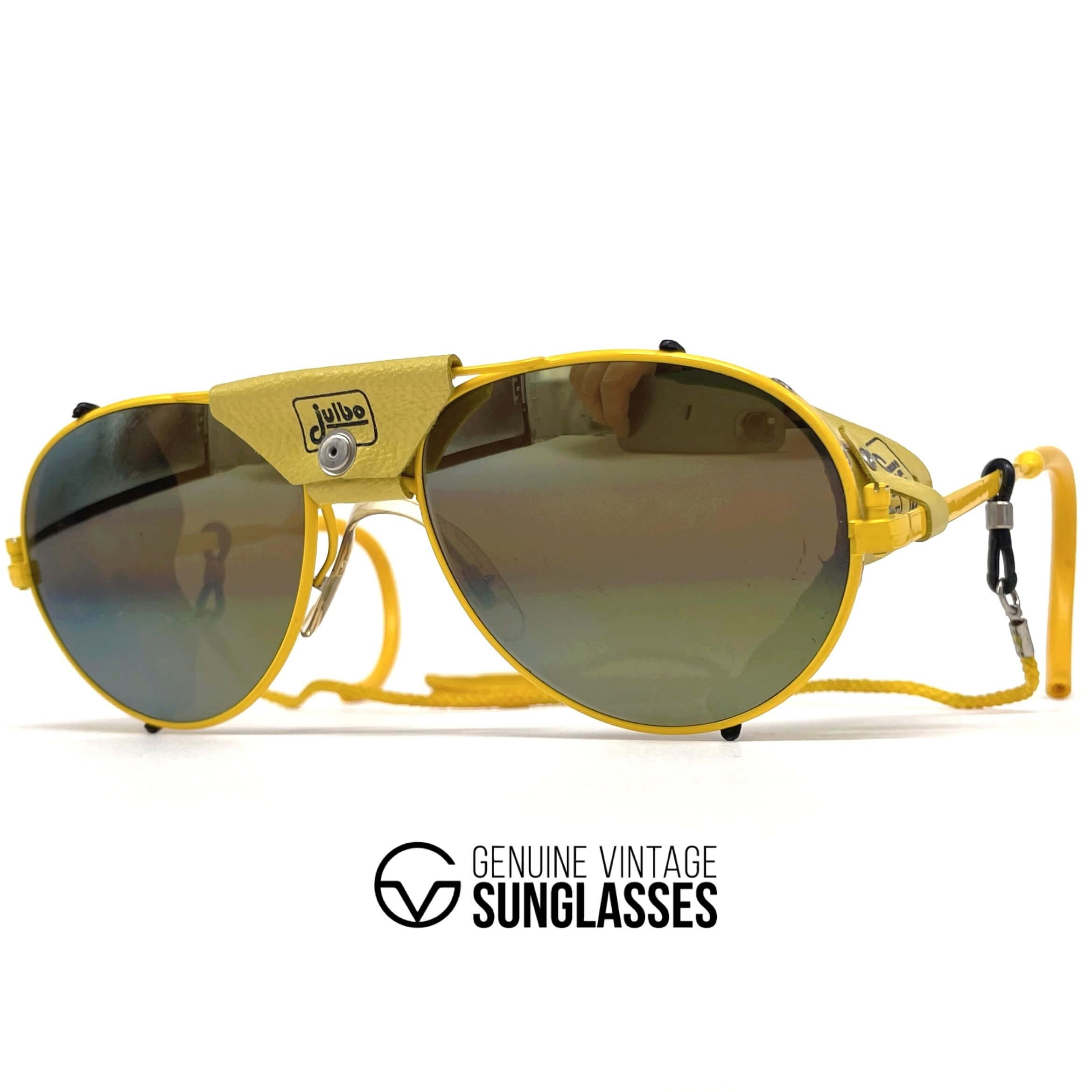 Vintage JULBO Cham yellow leather glacier sports sunglasses