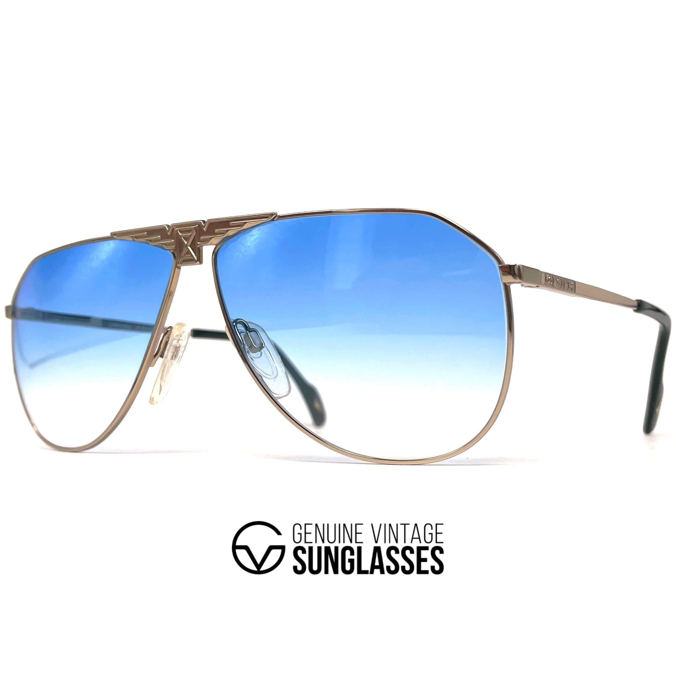 Vintage LONGINES 0150 METZLER gold blue luxury aviator sunglasses