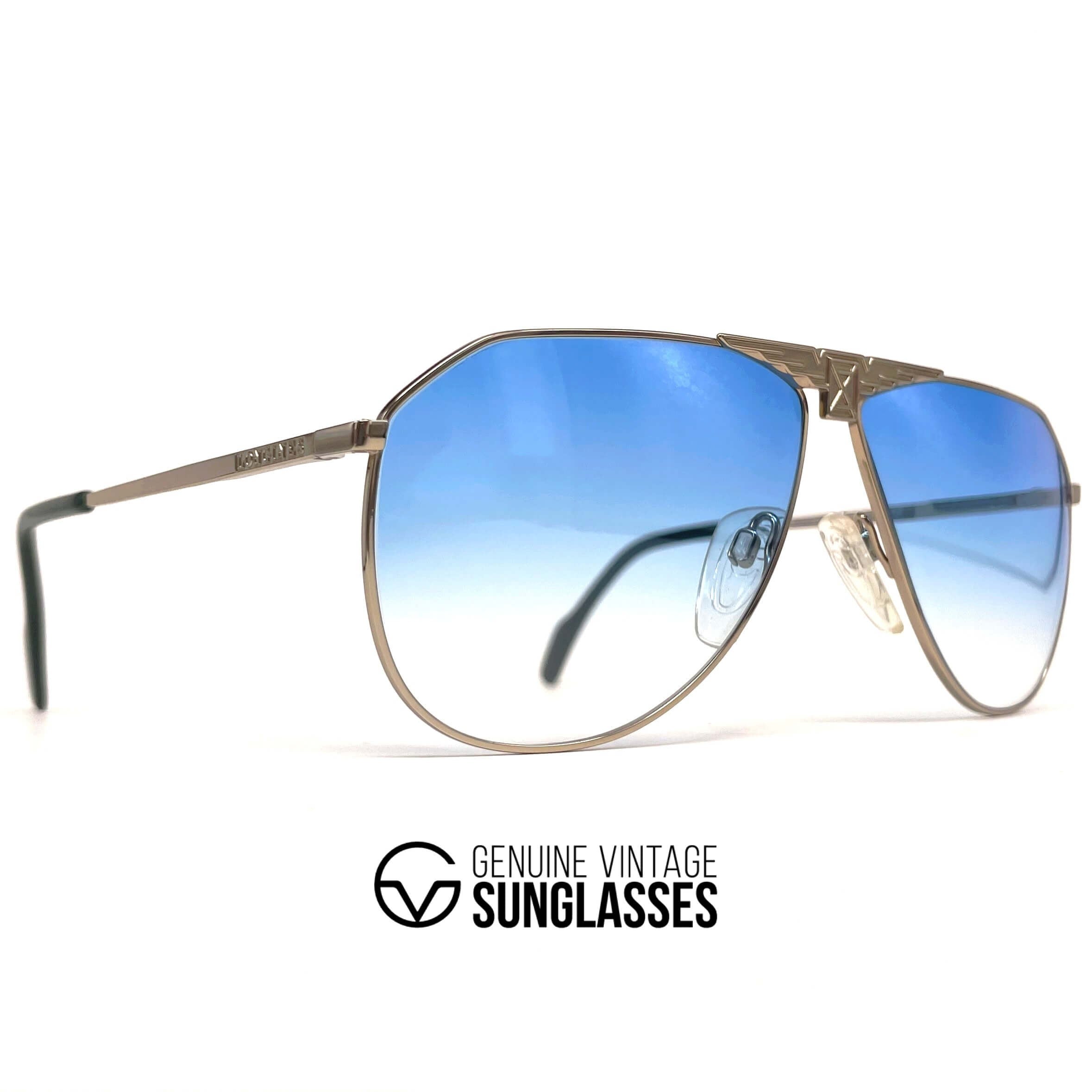 Vintage LONGINES 0150 METZLER gold blue luxury aviator sunglasses