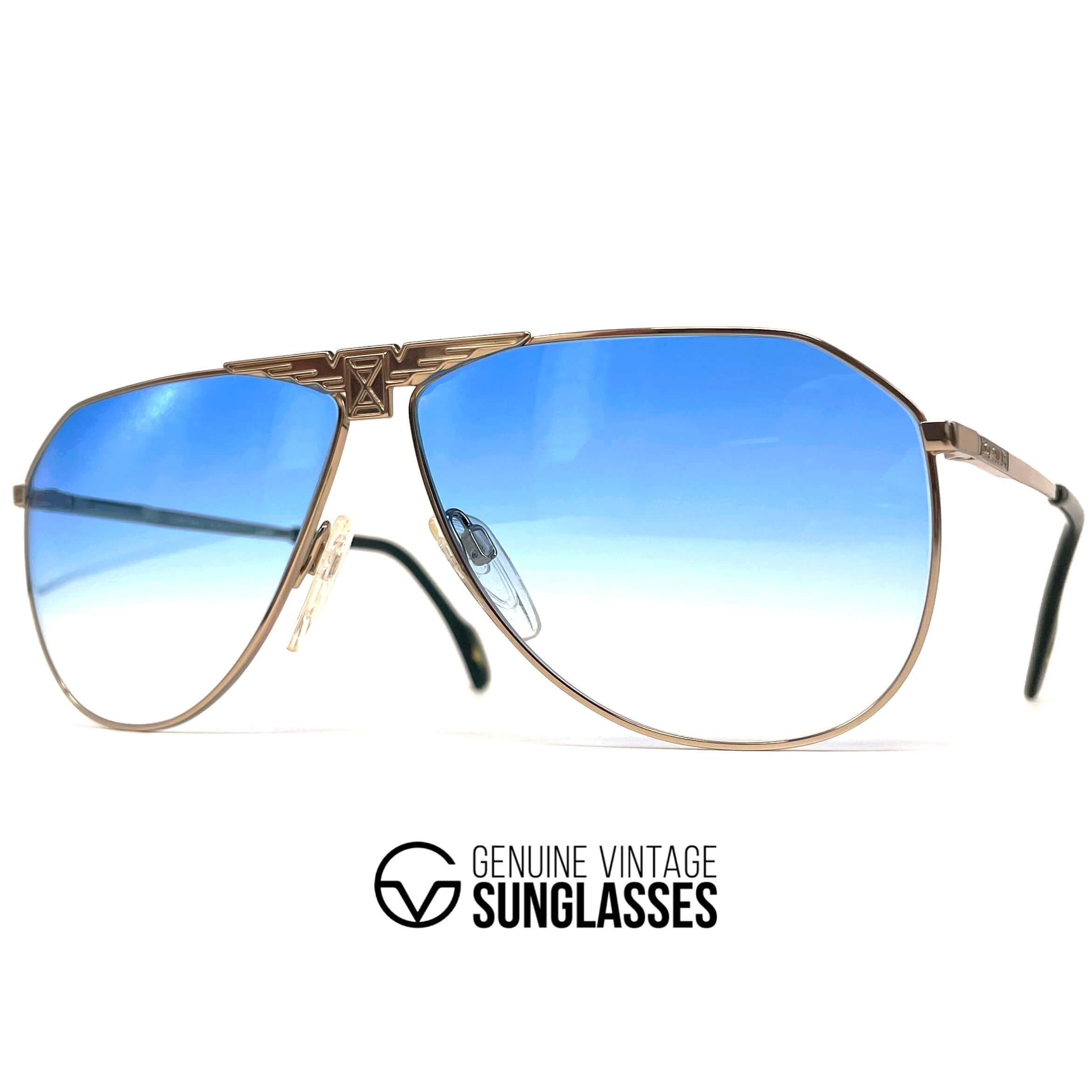 Vintage LONGINES 0150 METZLER gold blue luxury aviator sunglasses
