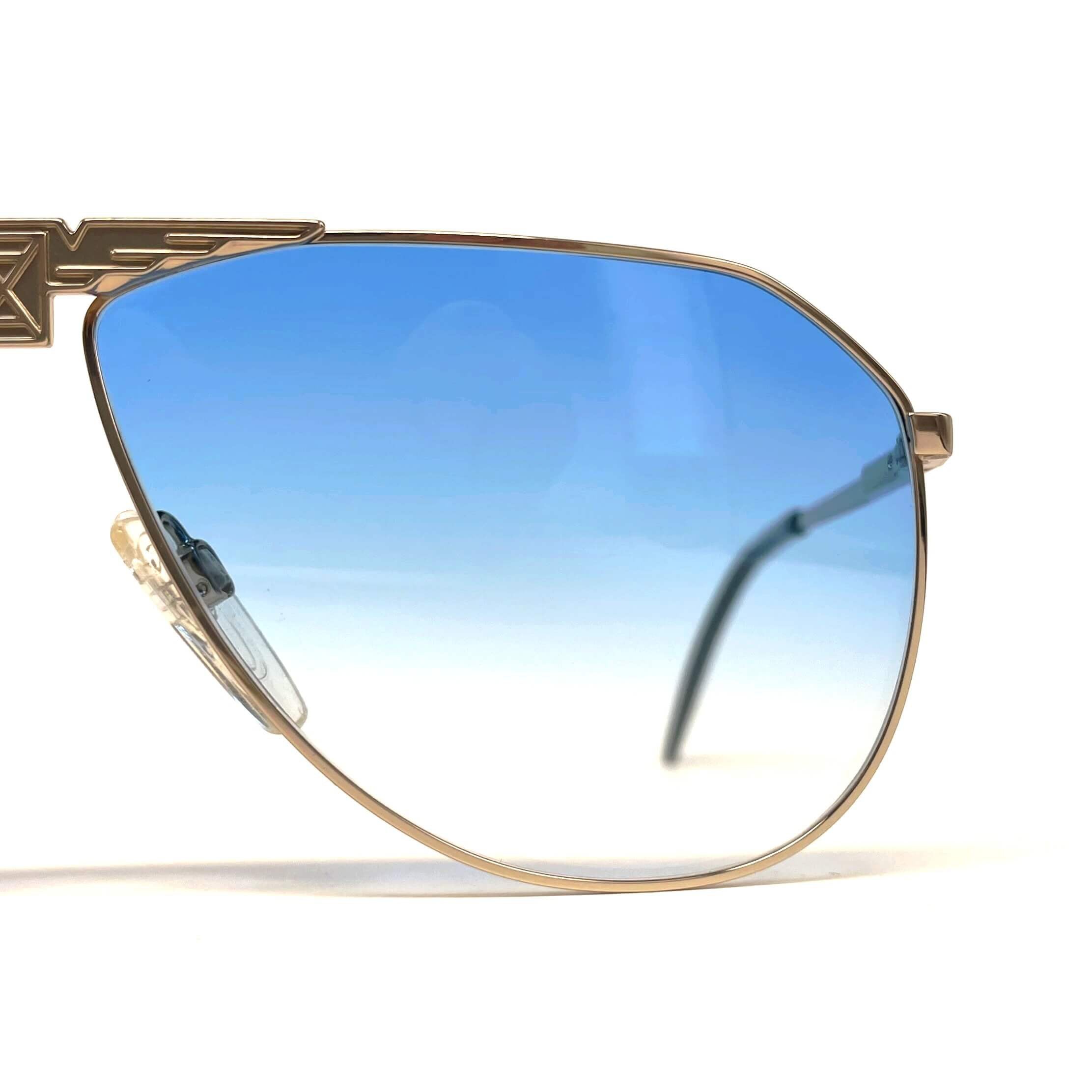 Vintage LONGINES 0150 METZLER gold blue luxury aviator sunglasses