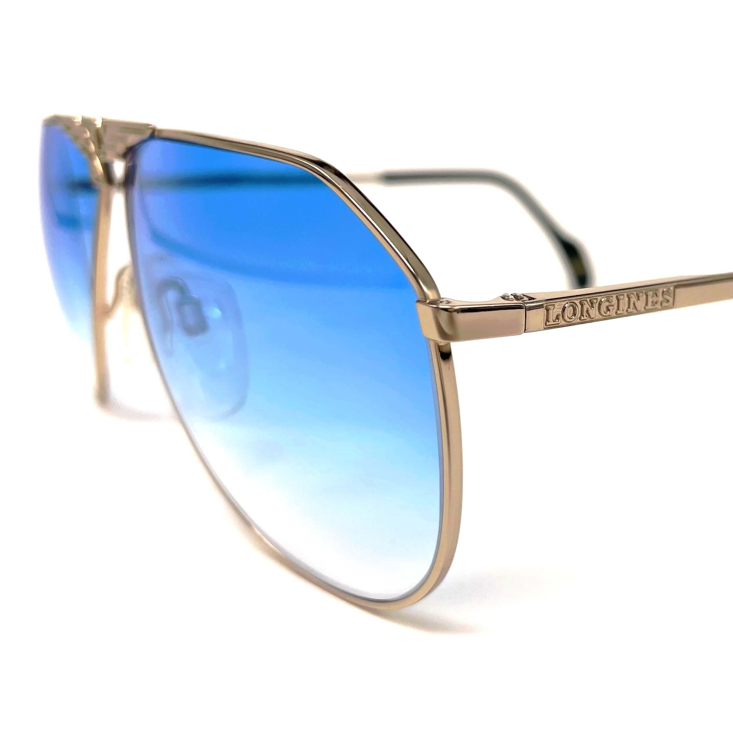 Vintage LONGINES 0150 METZLER gold blue luxury aviator sunglasses