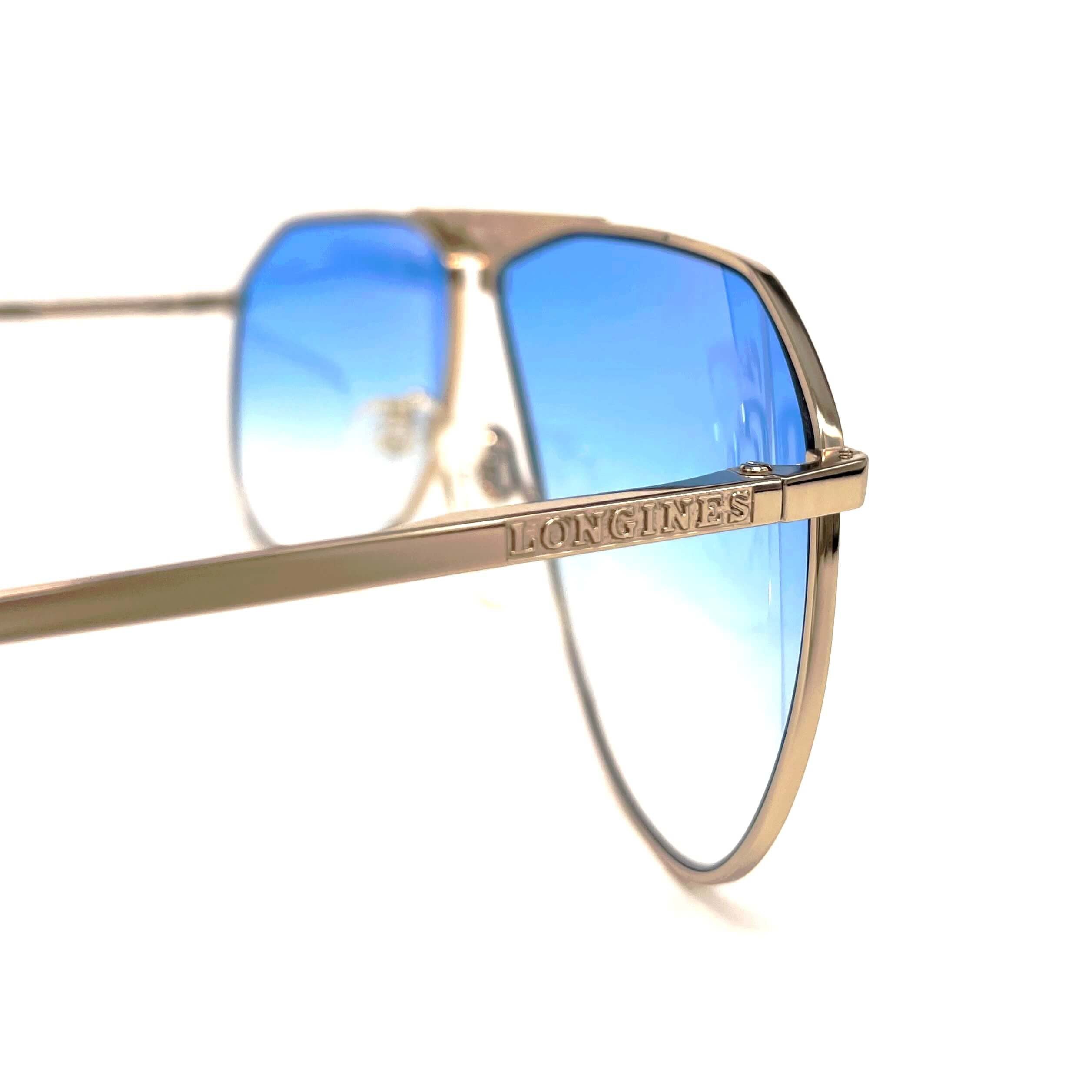Vintage LONGINES 0150 METZLER gold blue luxury aviator sunglasses