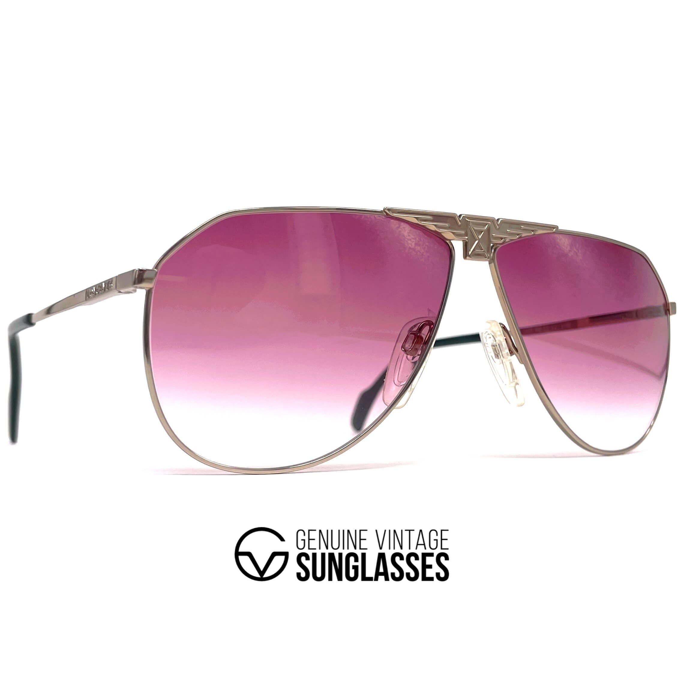 Vintage LONGINES 0150 METZLER gold pink rare aviator sunglasses