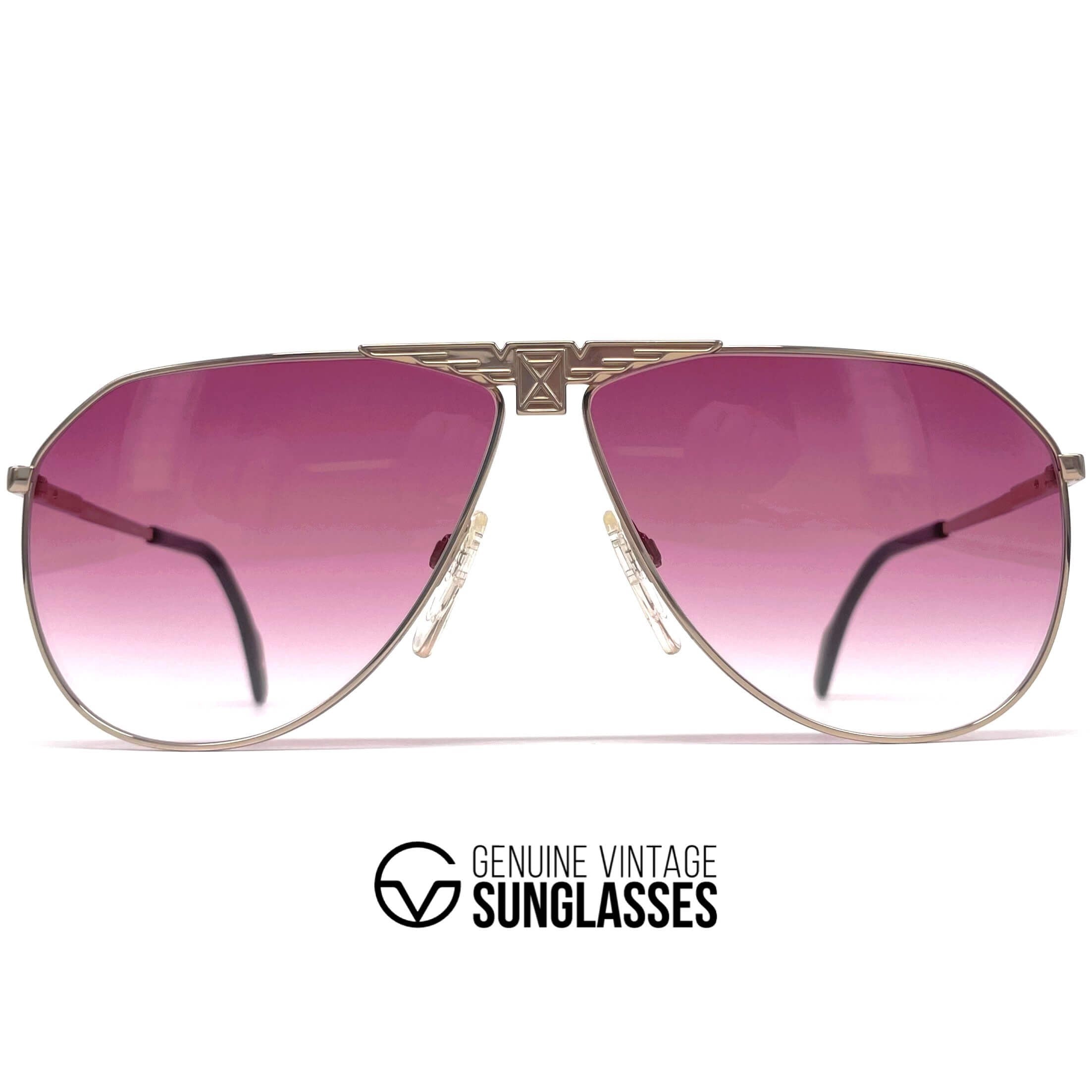 Vintage LONGINES 0150 METZLER gold pink rare aviator sunglasses