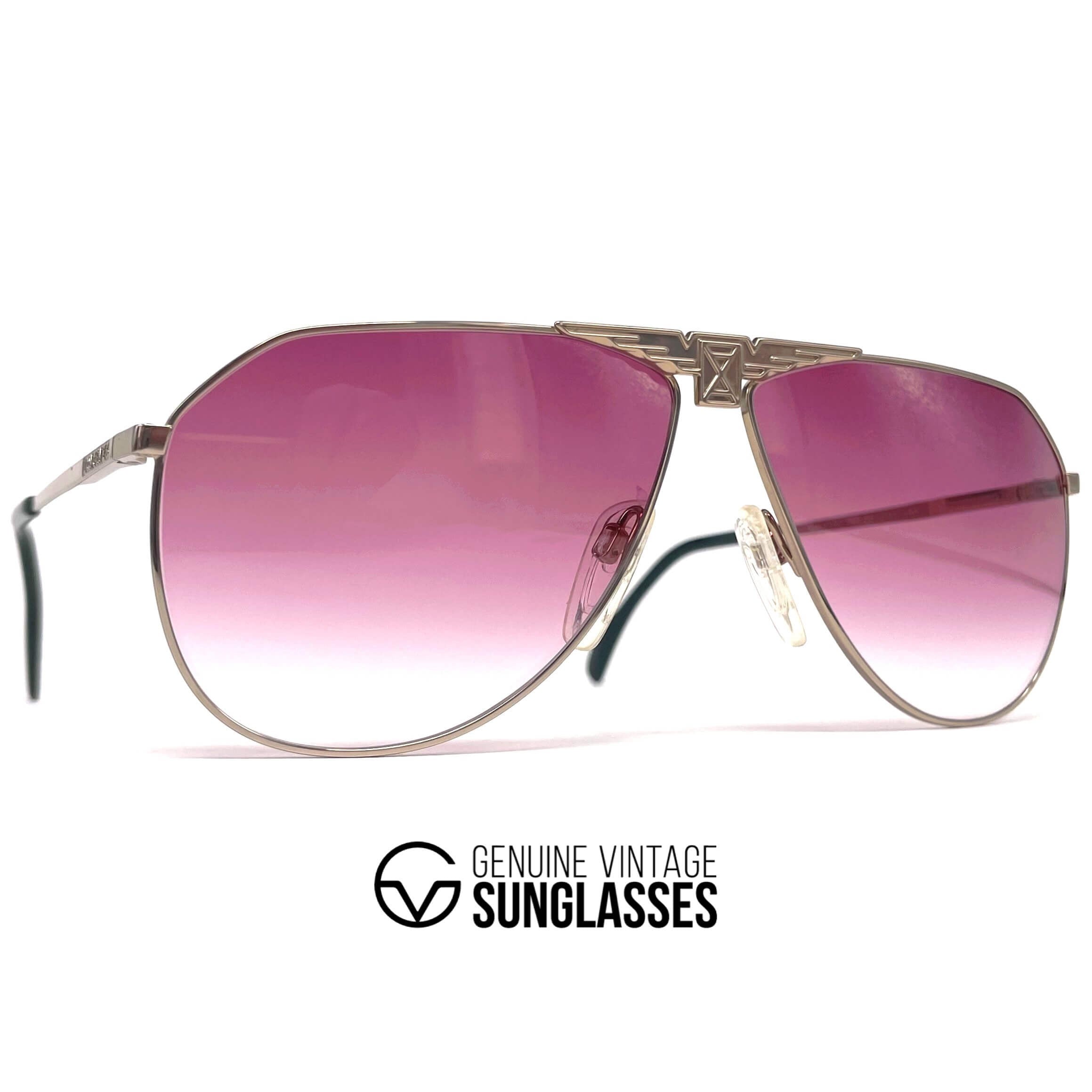 Vintage LONGINES 0150 METZLER gold pink rare aviator sunglasses