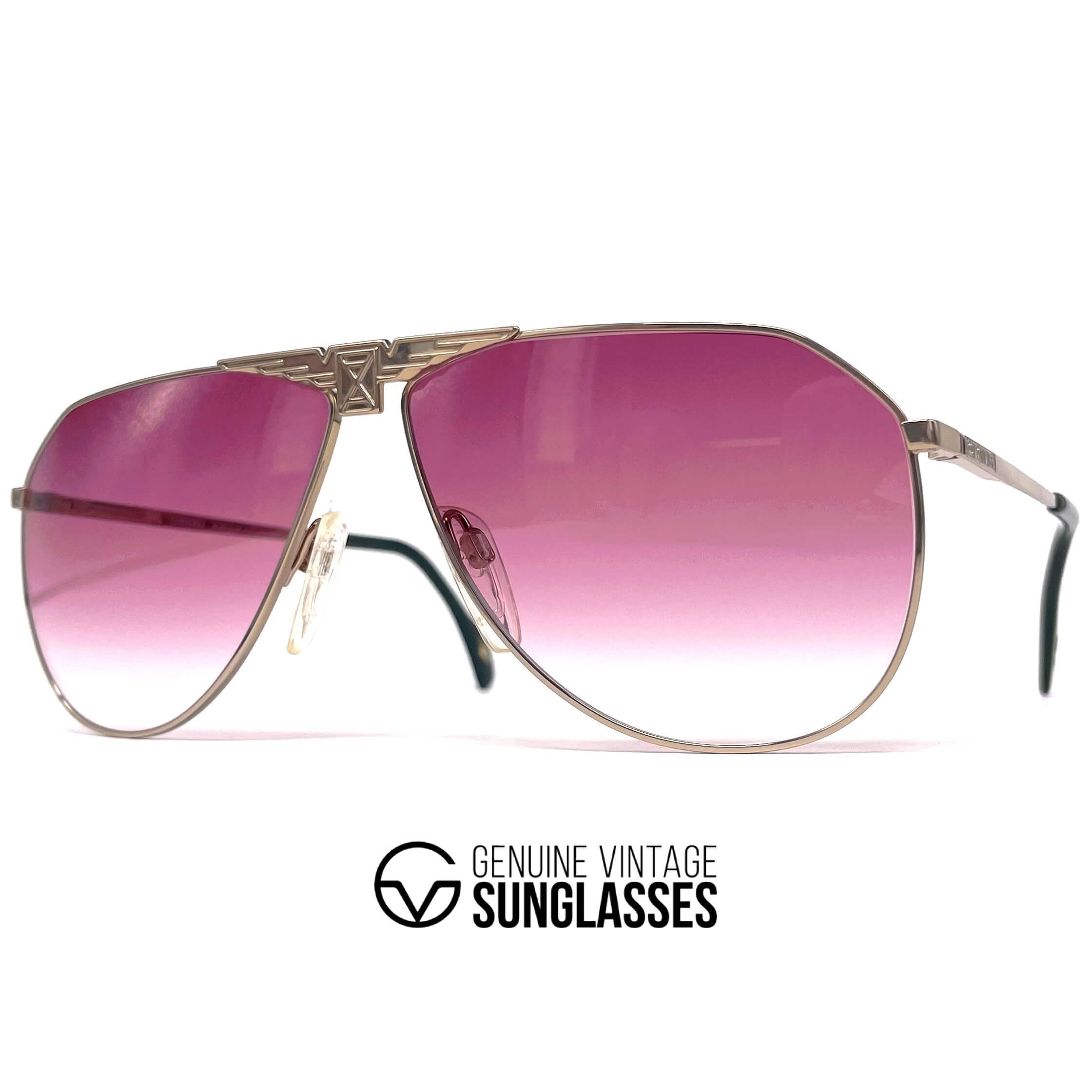 Vintage LONGINES 0150 METZLER gold pink rare aviator sunglasses