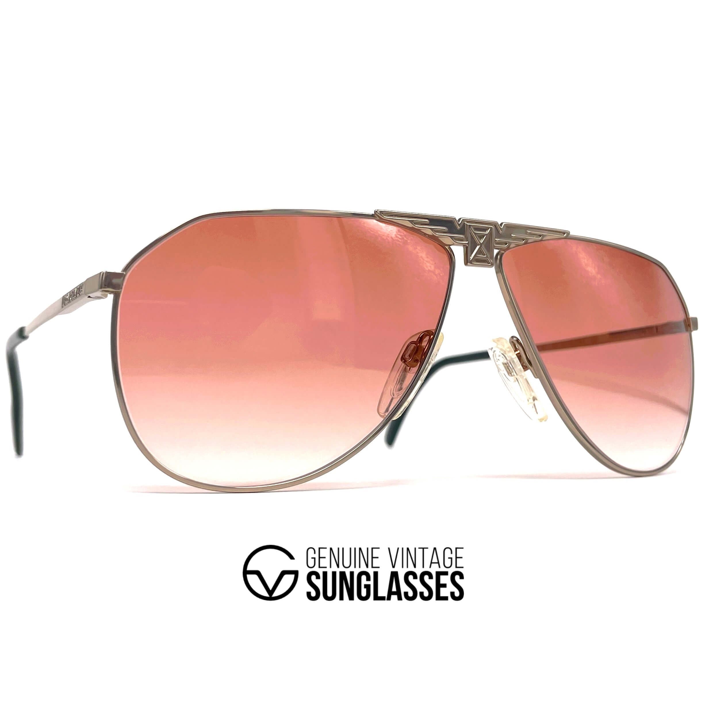 Vintage LONGINES 0150 METZLER gold red rare aviator sunglasses