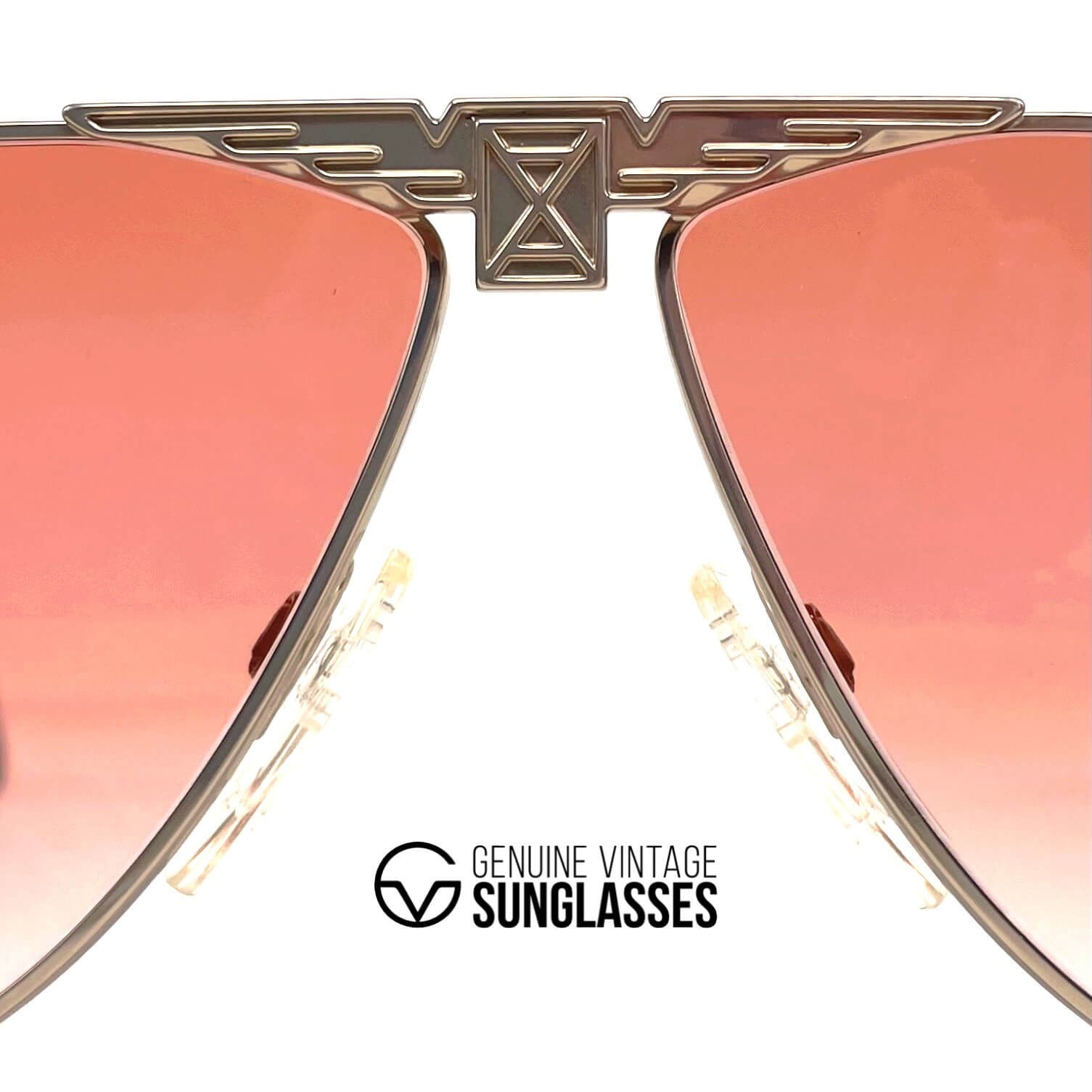 Vintage LONGINES 0150 METZLER gold red rare aviator sunglasses