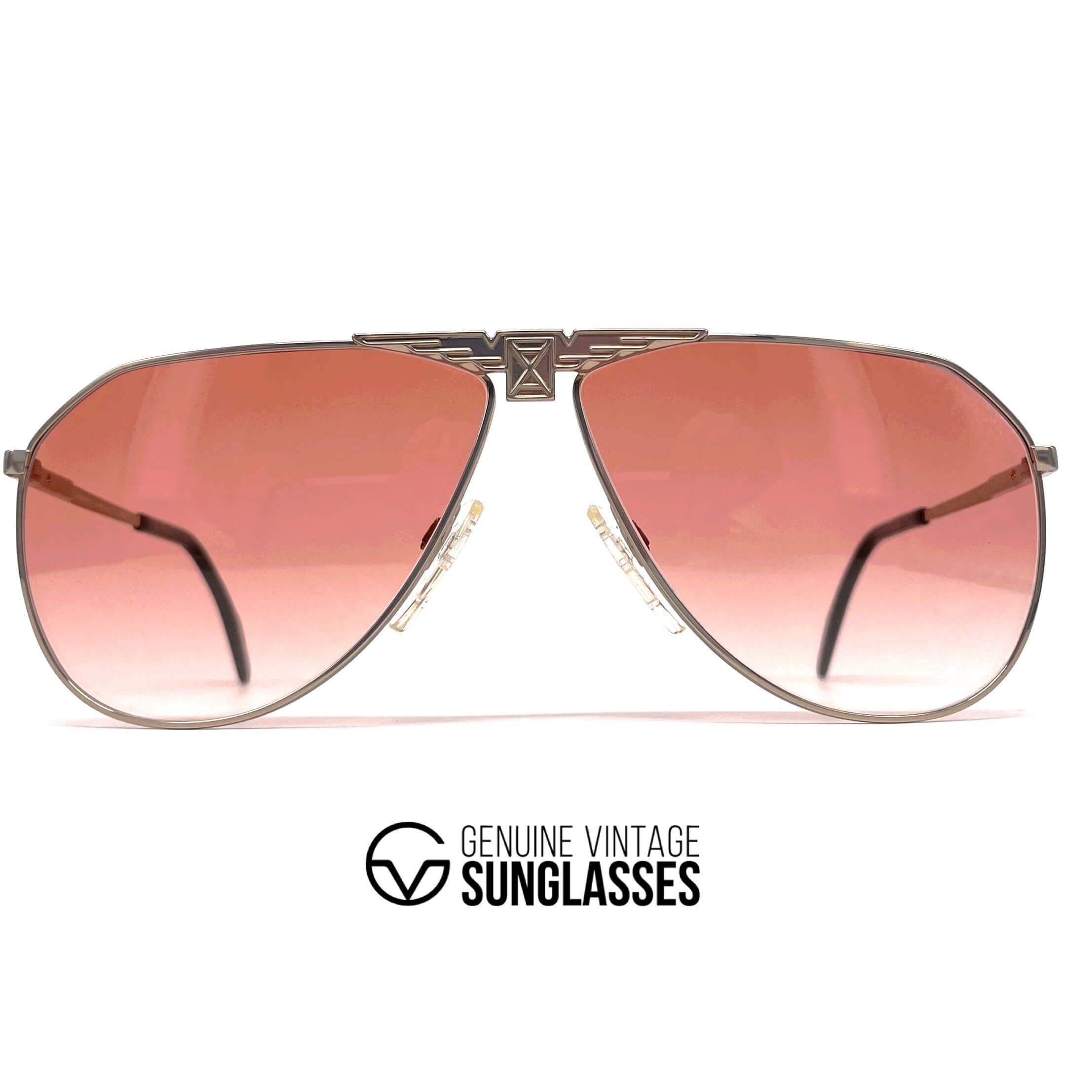 Vintage LONGINES 0150 METZLER gold red rare aviator sunglasses