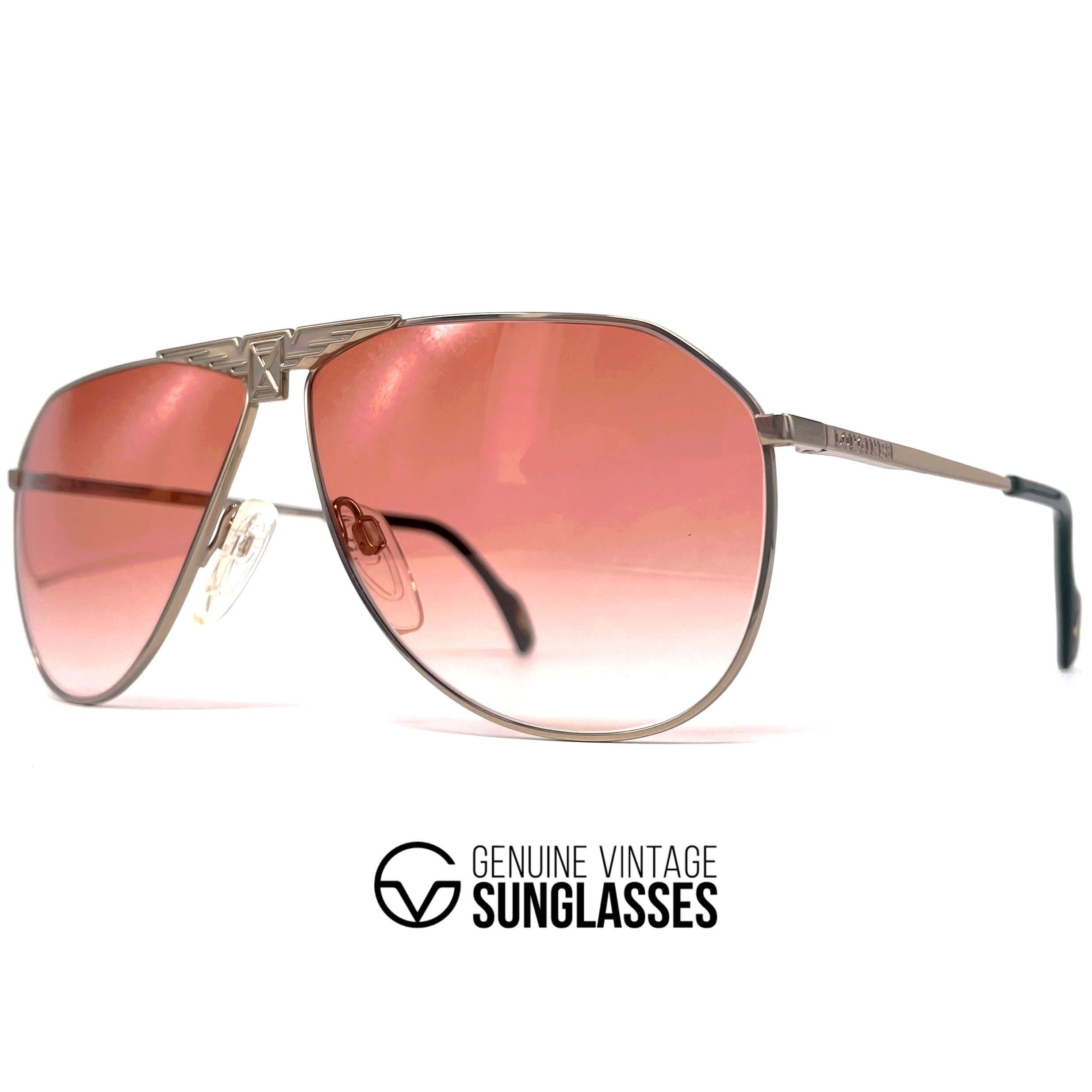 Vintage LONGINES 0150 METZLER gold red rare aviator sunglasses