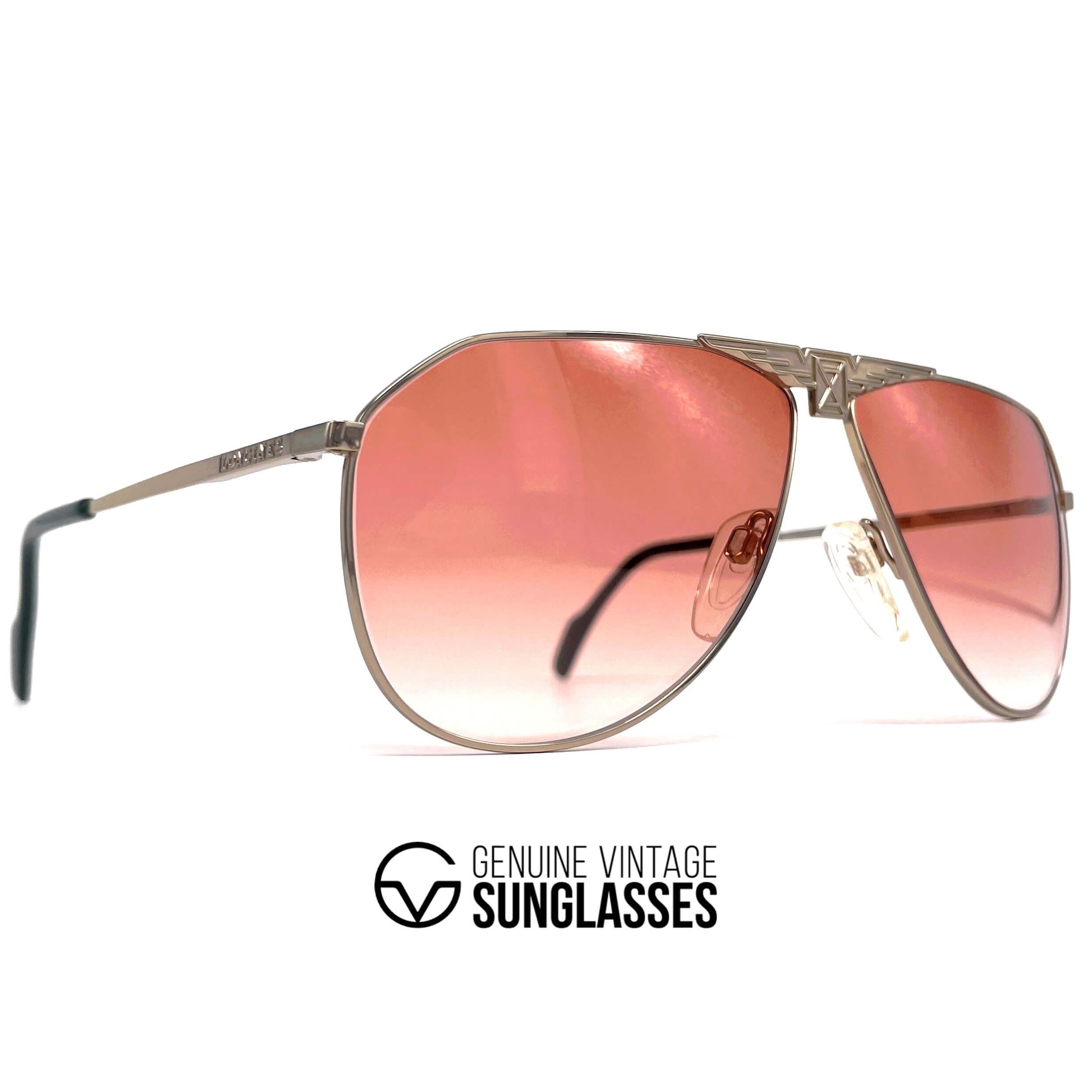 Vintage LONGINES 0150 METZLER gold red rare aviator sunglasses