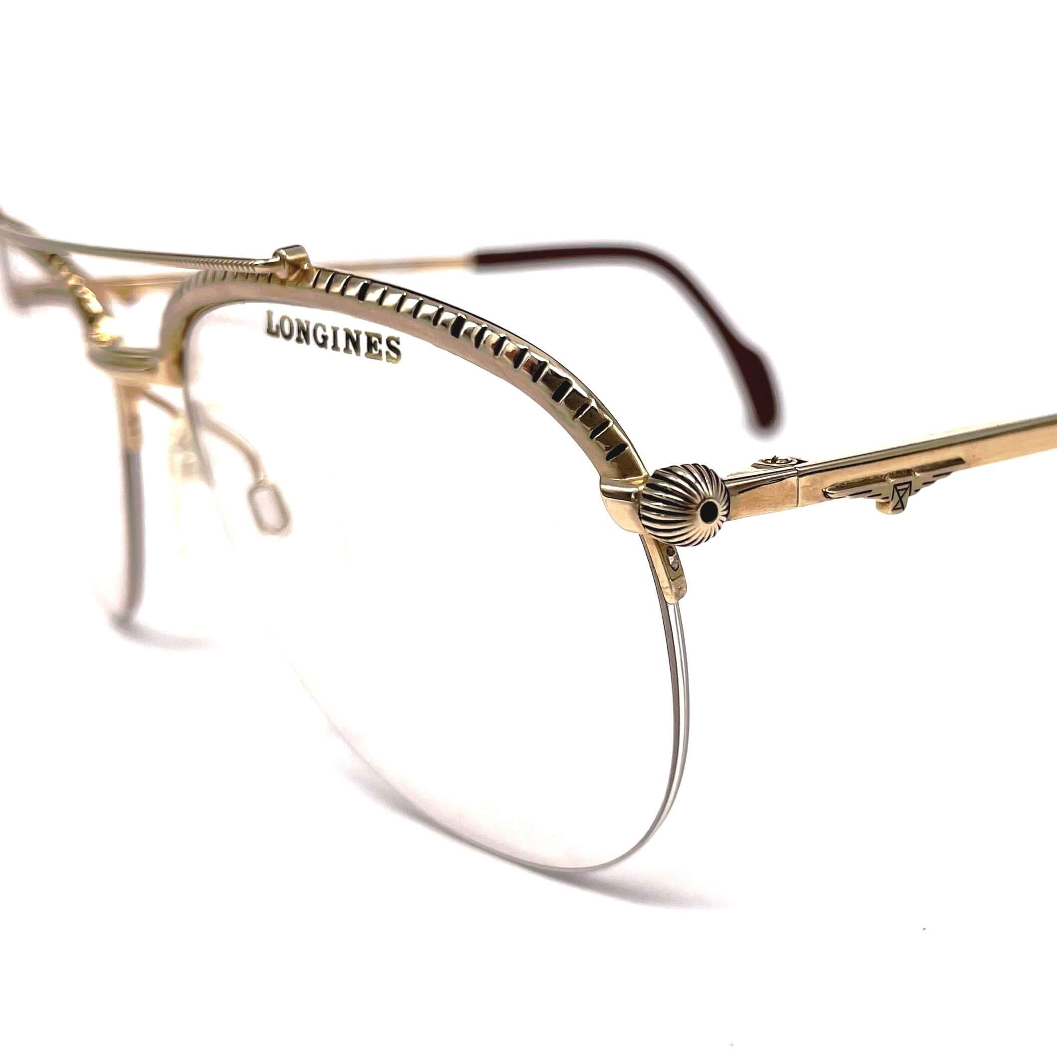 Vintage LONGINES 0163 METZLER gold rare semi rimless aviator glasses frames