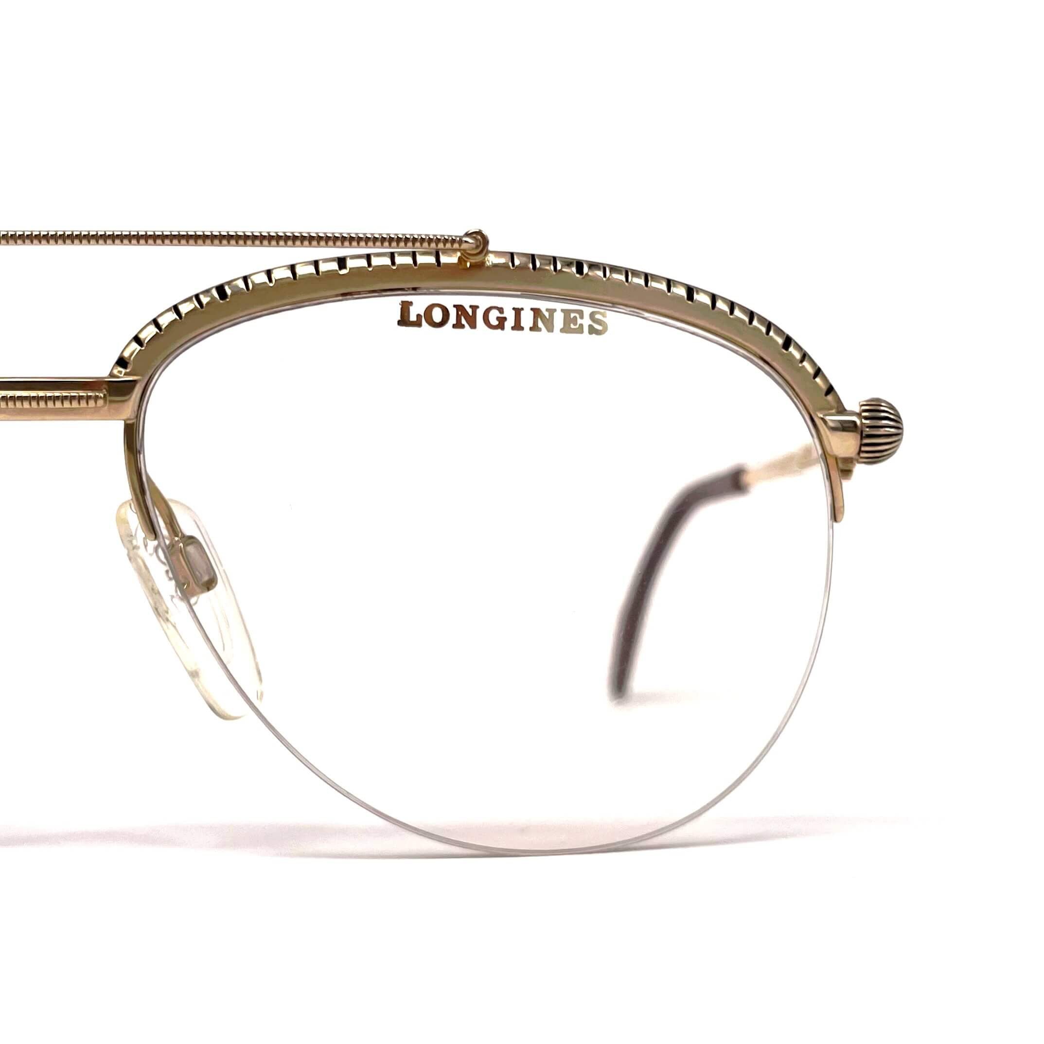 Vintage LONGINES 0163 METZLER gold rare semi rimless aviator glasses frames