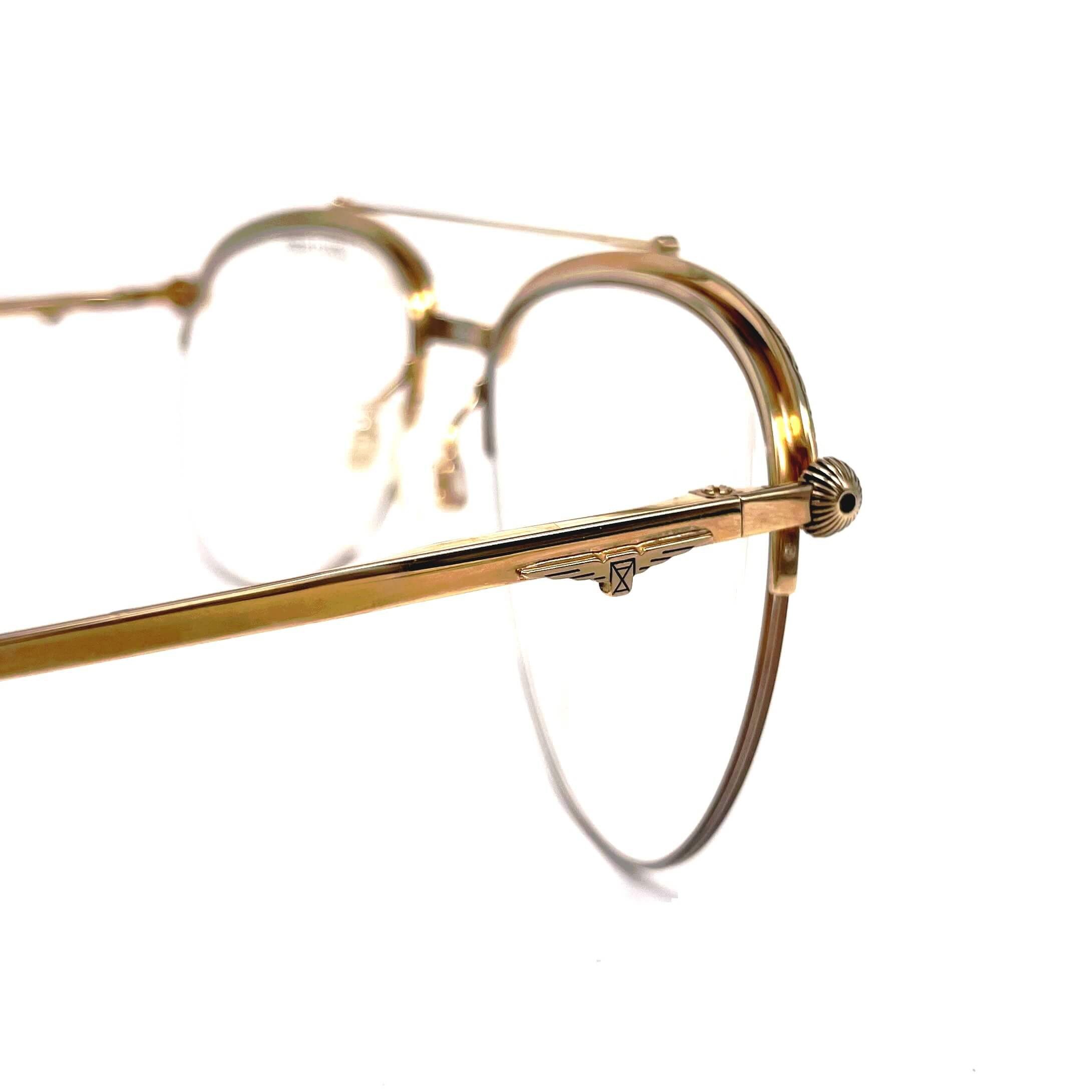 Vintage LONGINES 0163 METZLER gold rare semi rimless aviator glasses frames