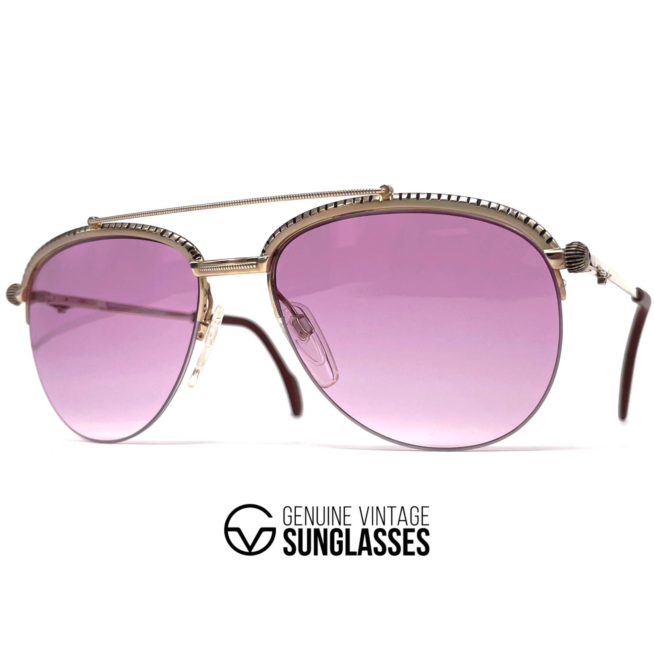 Vintage LONGINES 0163 METZLER gold rare semi rimless aviator sunglasses